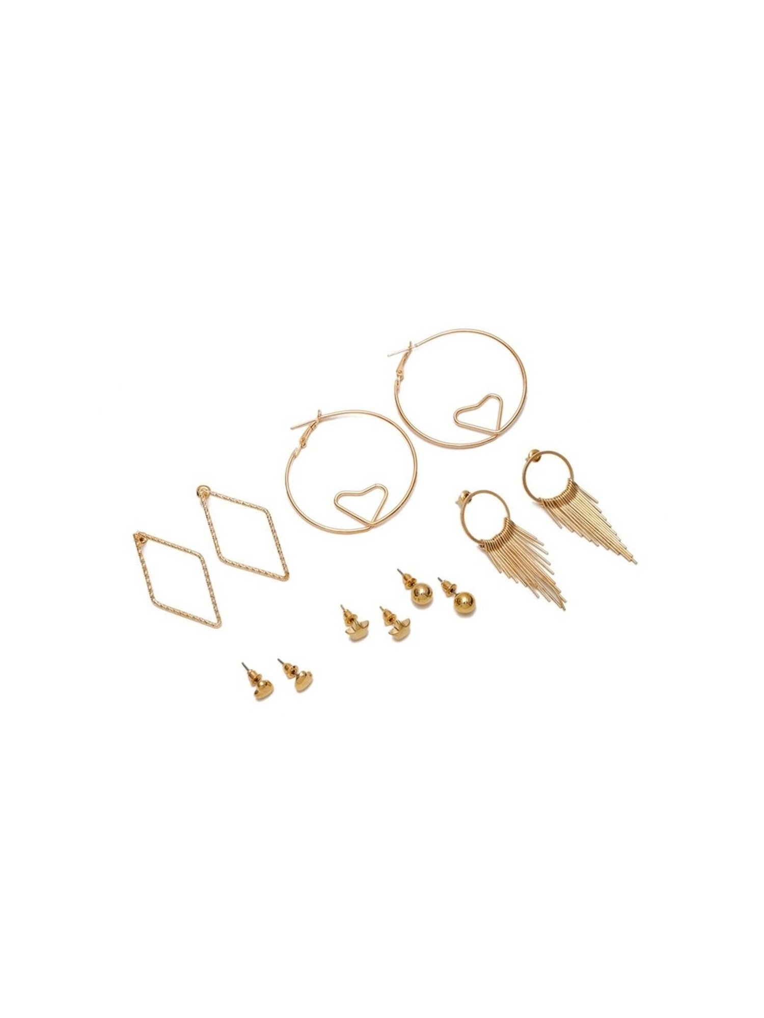 YouBella Contemporary Celebrity Inspired Pearl Long Golden Stud Earrings for Women - Set of 6
