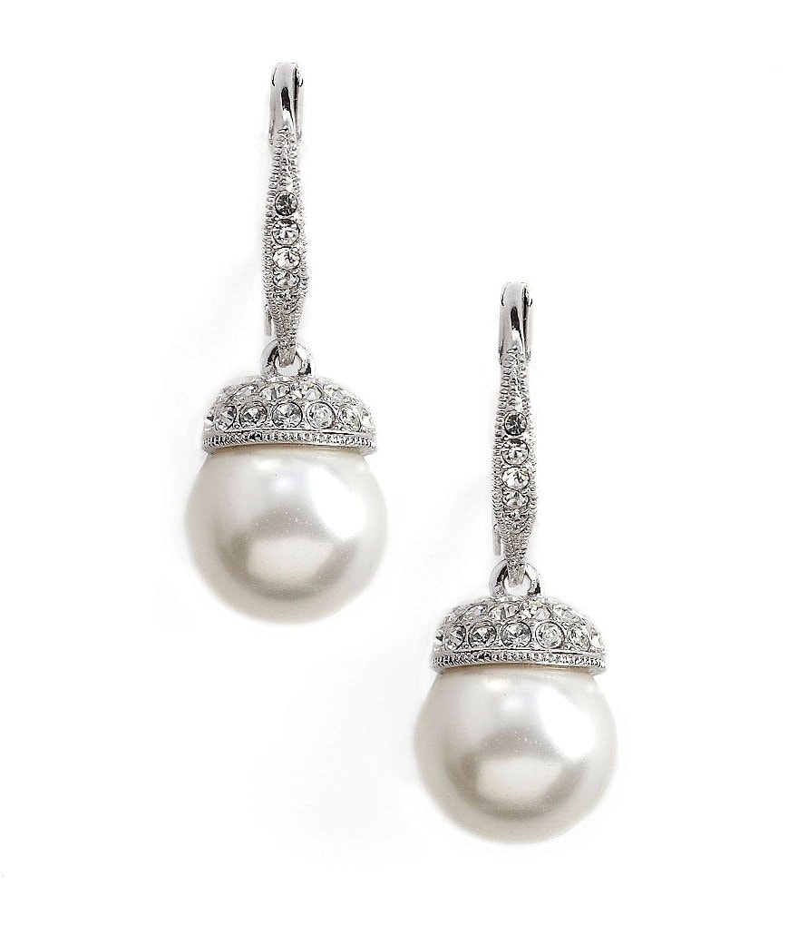 Nadri Pearl Pave Drop Earrings
