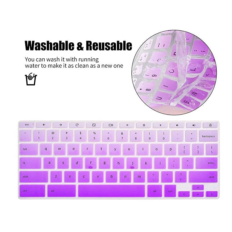 Chromebook 14 Keyboard Cover Skins Compatible with 2in1 14 Touchscreen ChromebookChromebook X360 TouchscreenChromebook 14DA 14BCA SeriesOmbre Purple
