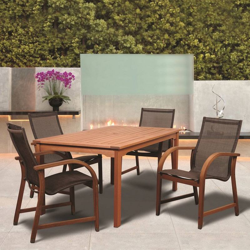 Bahamas 5pc Patio Eucalyptus Wood Dining Set - International Home Miami