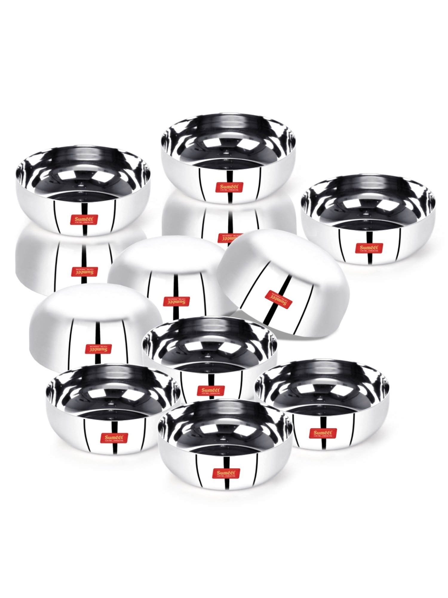 Sumeet S.S.  Apple Shape Heavy Gauge Mini Dessert Plates with Mirror Finish -10Cm Dia- Set of 12 Pcs