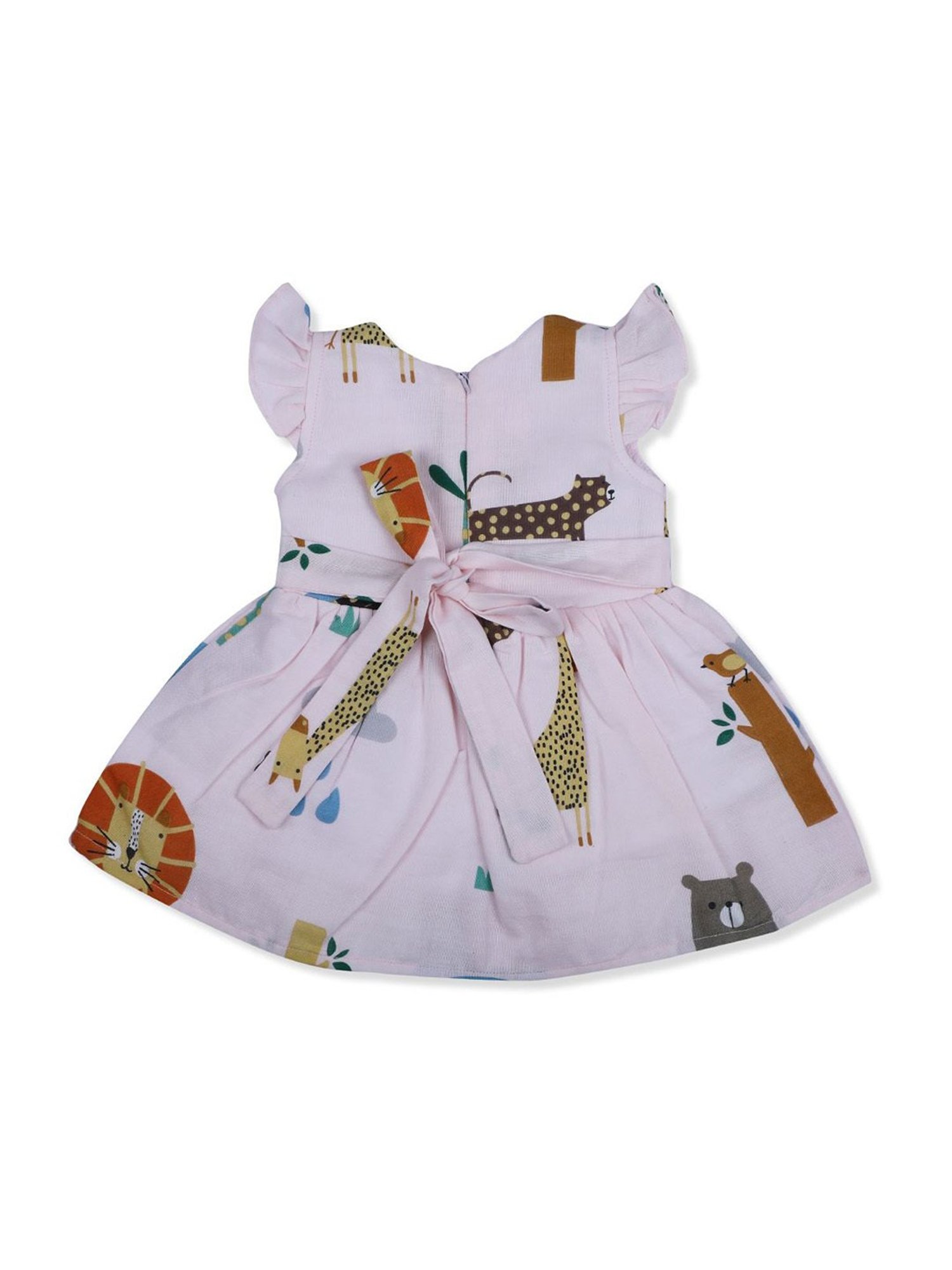 Baby Moo Kids Pink & Yellow Printed Dress