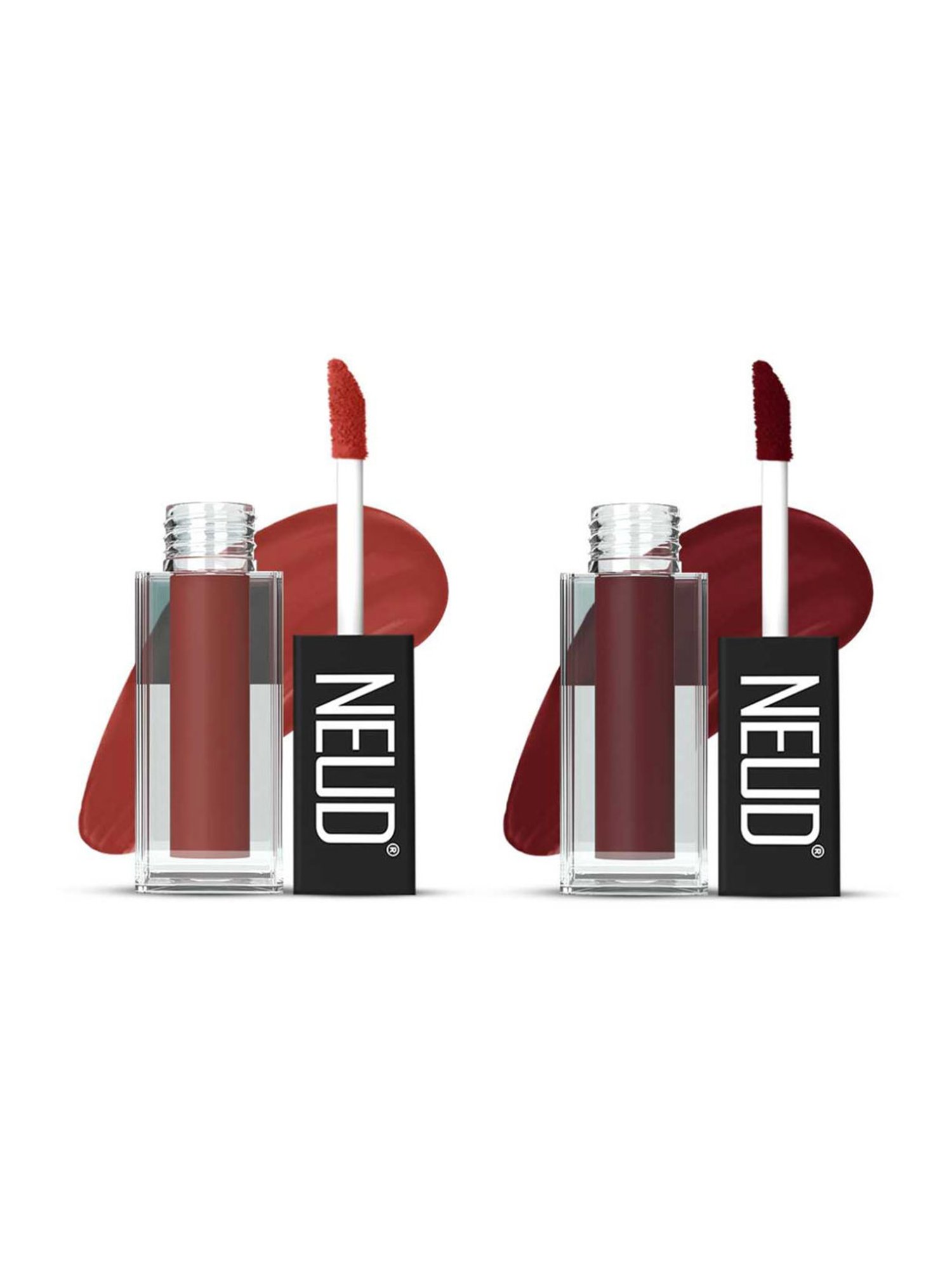 Neud Matte Liquid Lipstick Combo Jolly Coral & Mocha Brownie with Two Lip Gloss Free