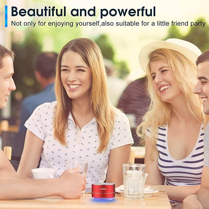 Portable Wireless Bluetooth Speaker with BuiltinMicHandsfree CallAUX LineTF CardHD Sound and Bass for iPhone Ipad Android Smartphone and More Red