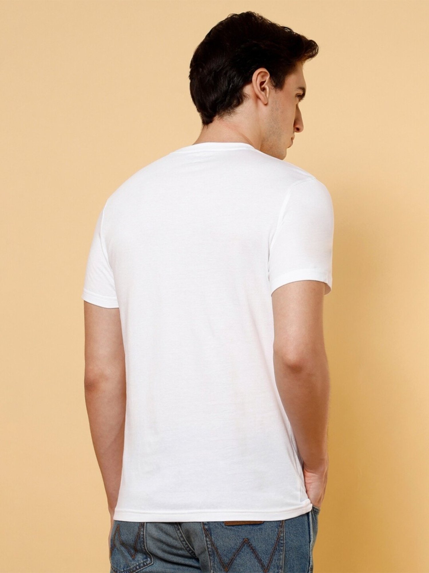 Wrangler Bright White Cotton Regular Fit Printed T-Shirt