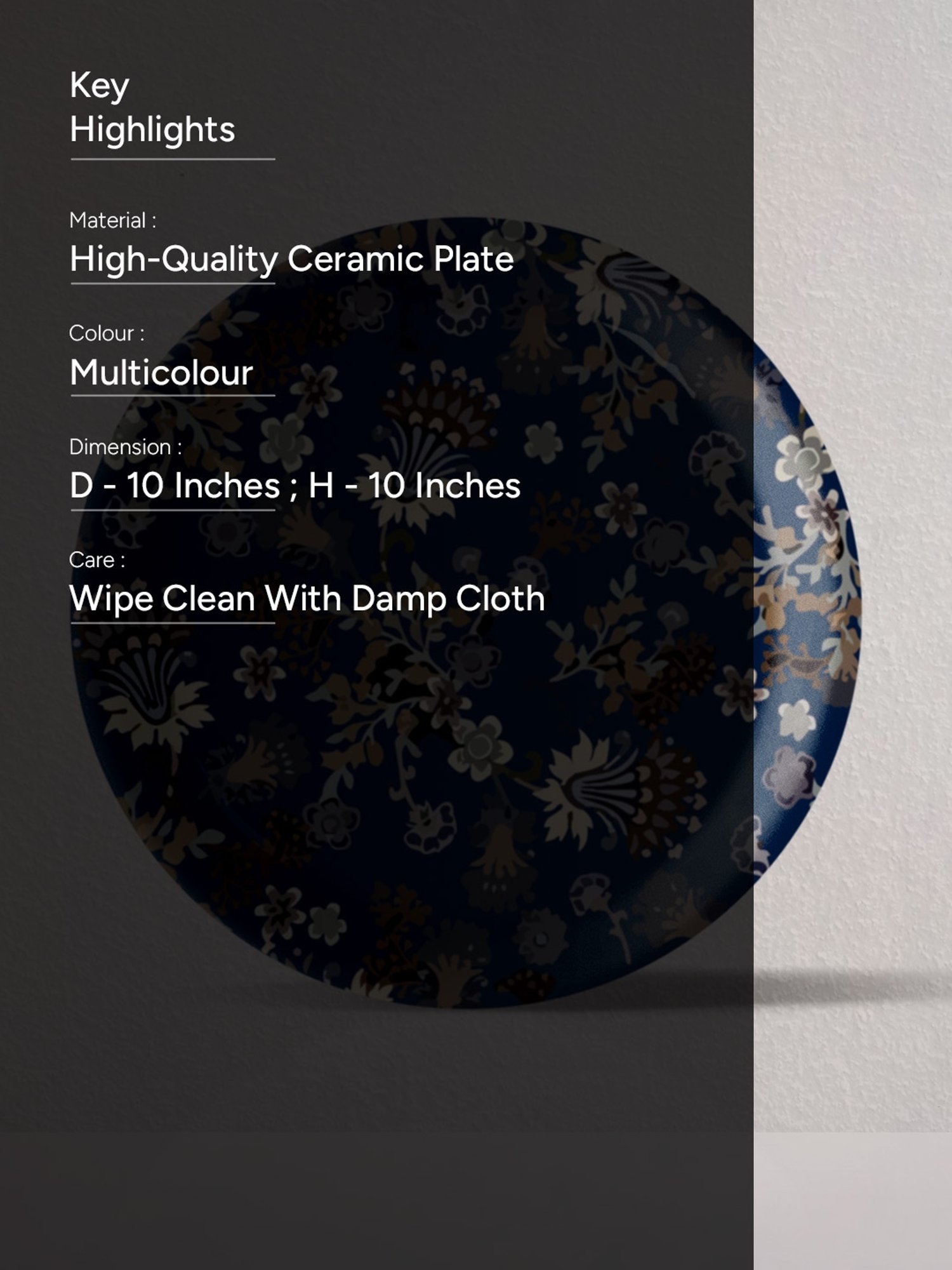 Nestroots Classic Floral Multicolor Porcelain Wall Plate