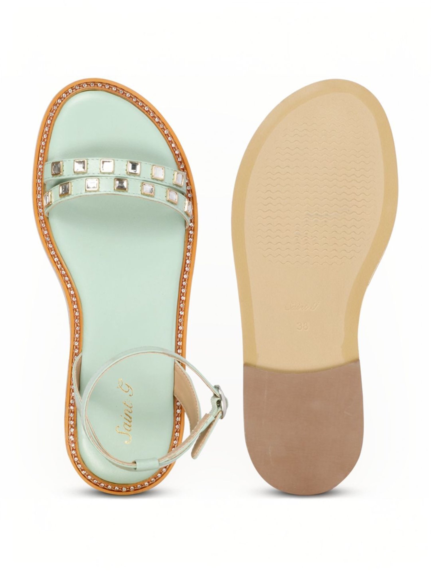 Saint G Women's Ivy Green Ankle Strap Sandals