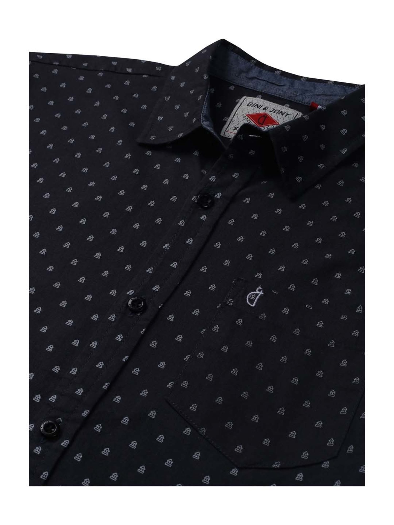 Gini & Jony Kids Black Cotton Printed Shirt