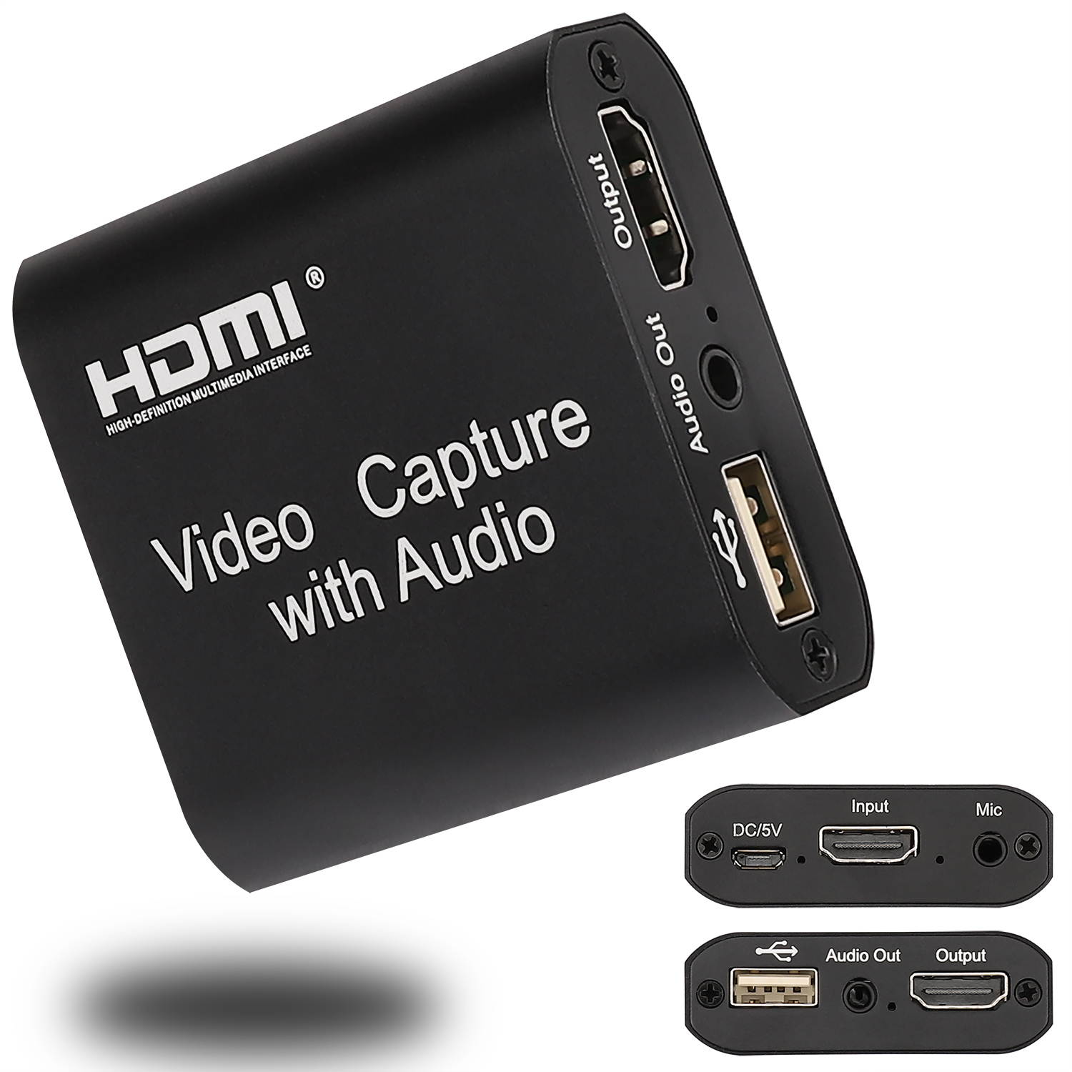 Video Audio Capture Card HDMI to USB 2.0 1080p Record with Loop Out for Gaming Streaming Teaching Video Conference and Live Broadcasting