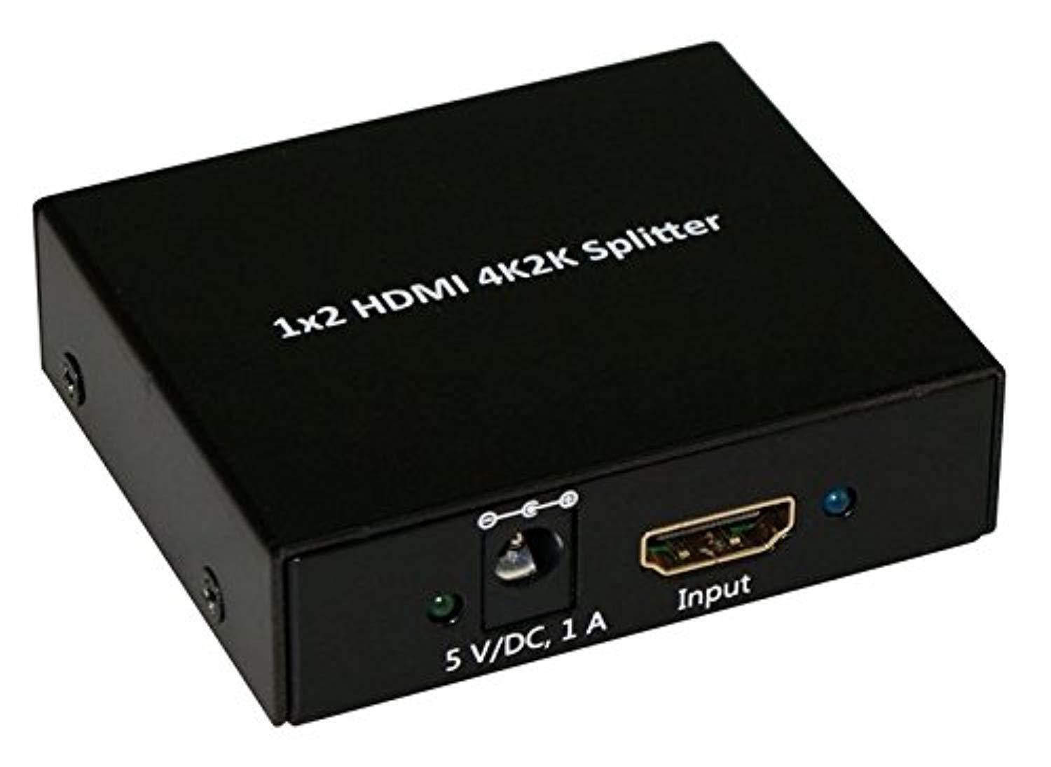 XtremPro HDMI Splitter Powered Hub 4K 2K Full 3D W/ 3Gbps Bandwidth 1 in 2 out / 1 to 2 - Black (62002)