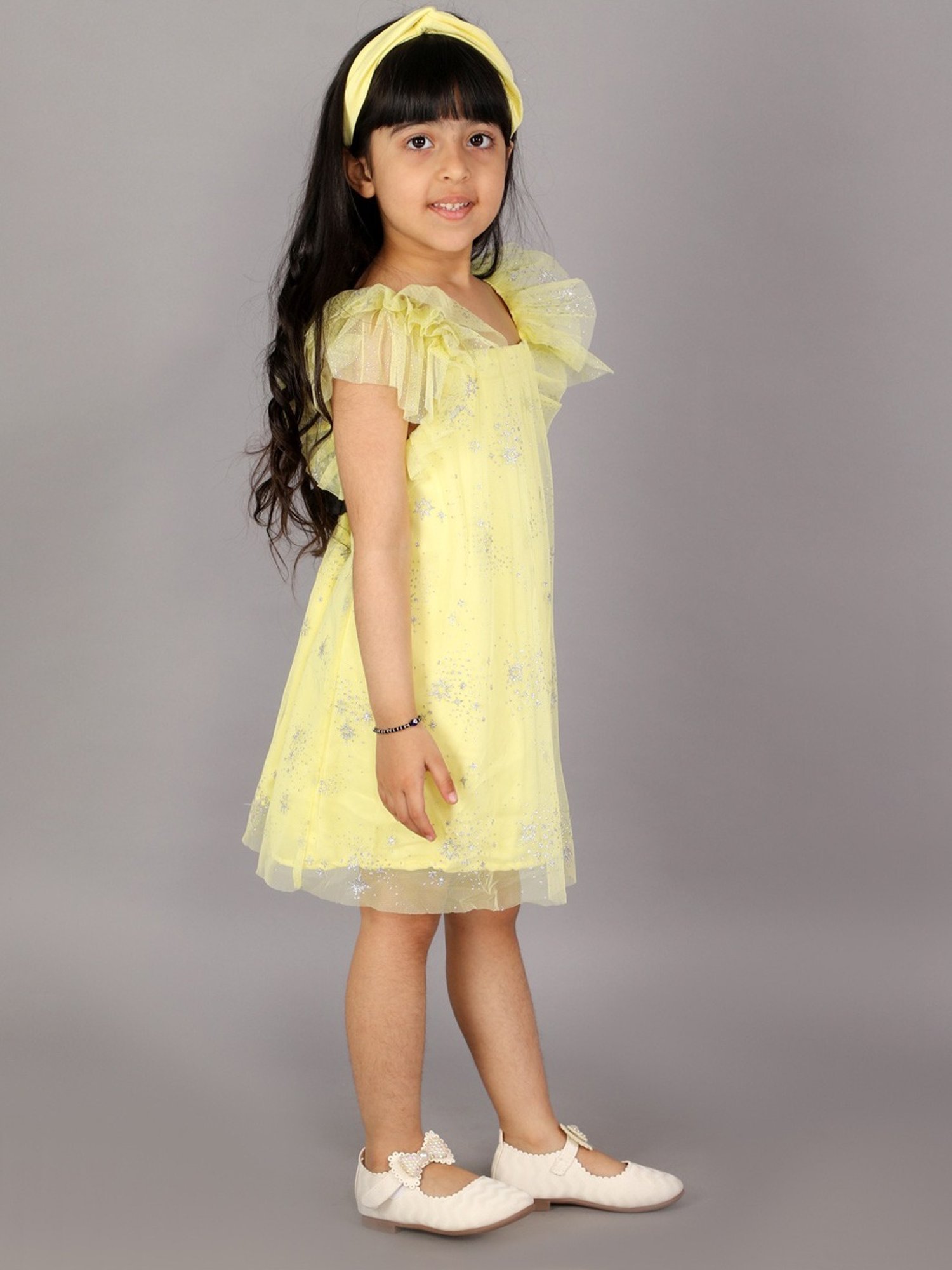 Peppermint Kids Black & White Printed Full Sleeves Dress