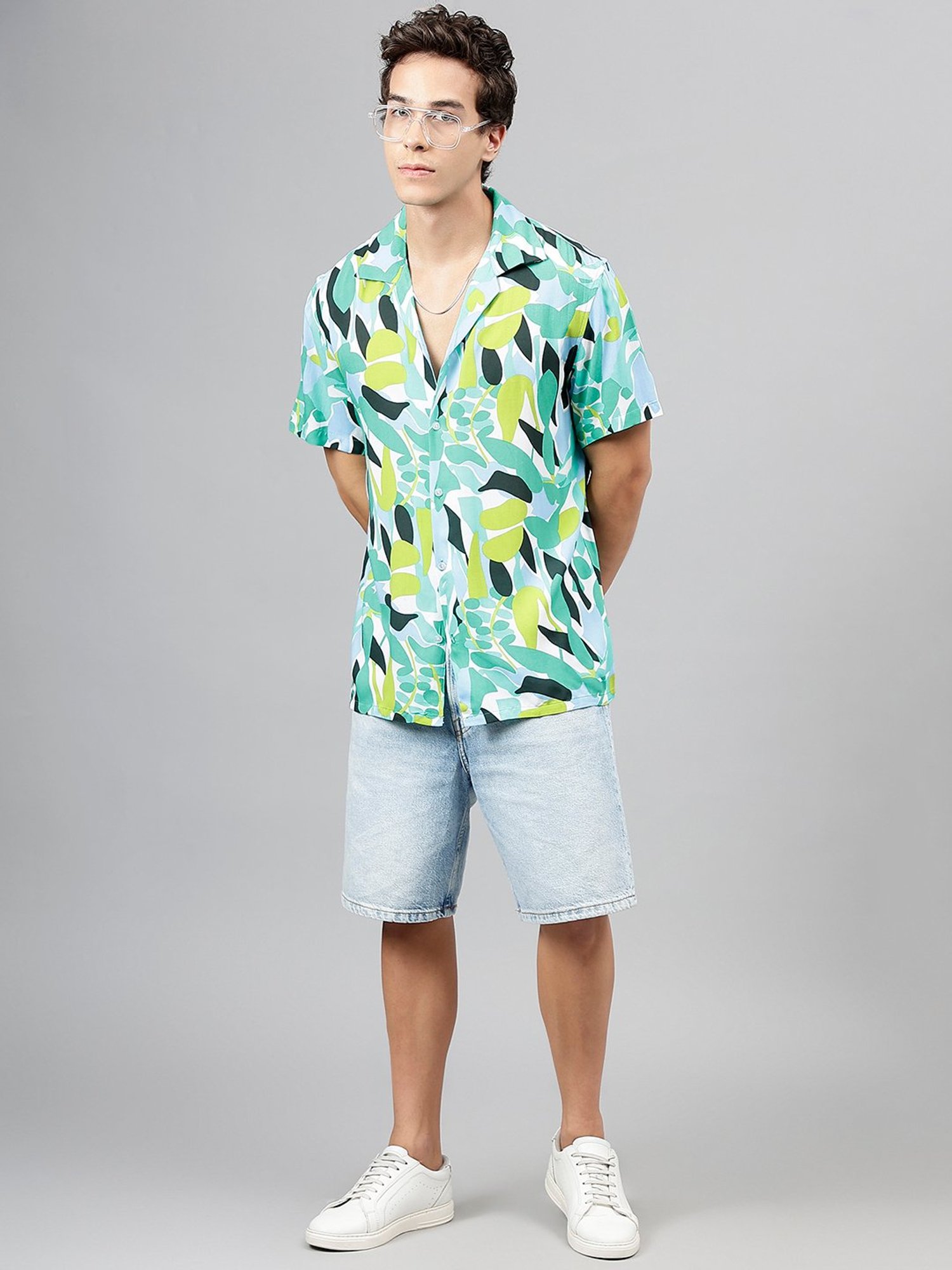 English Navy Multicolor Relaxed Fit Printed Shirt