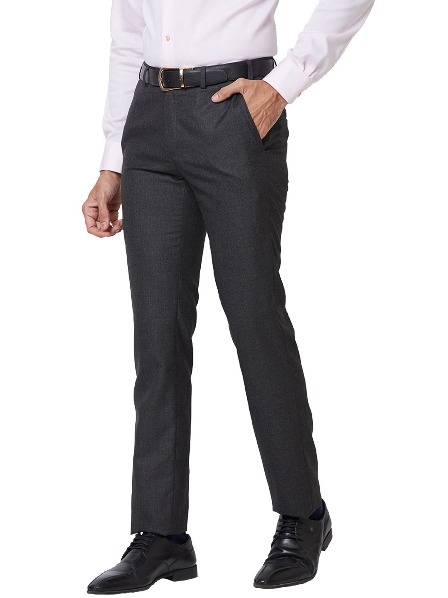 Raymond Grey Slim Fit Texture Trousers