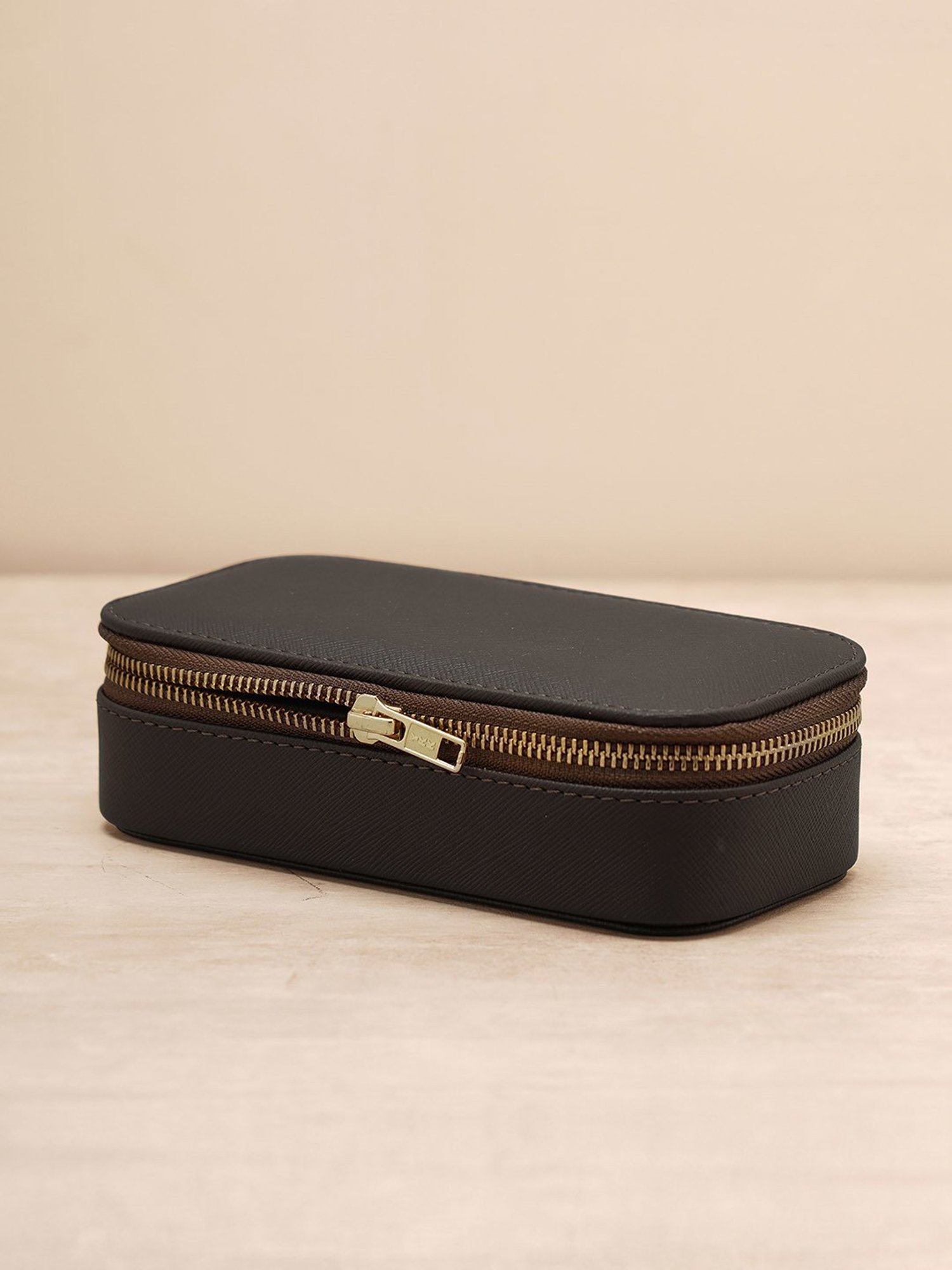 Pure Home and Living Brown Leather Solid Jewellery Organiser