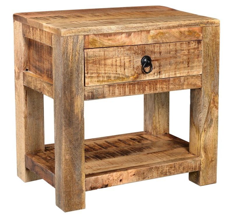 Surat Solid Wood Side Table with 1 Drawer Brown - Timbergirl