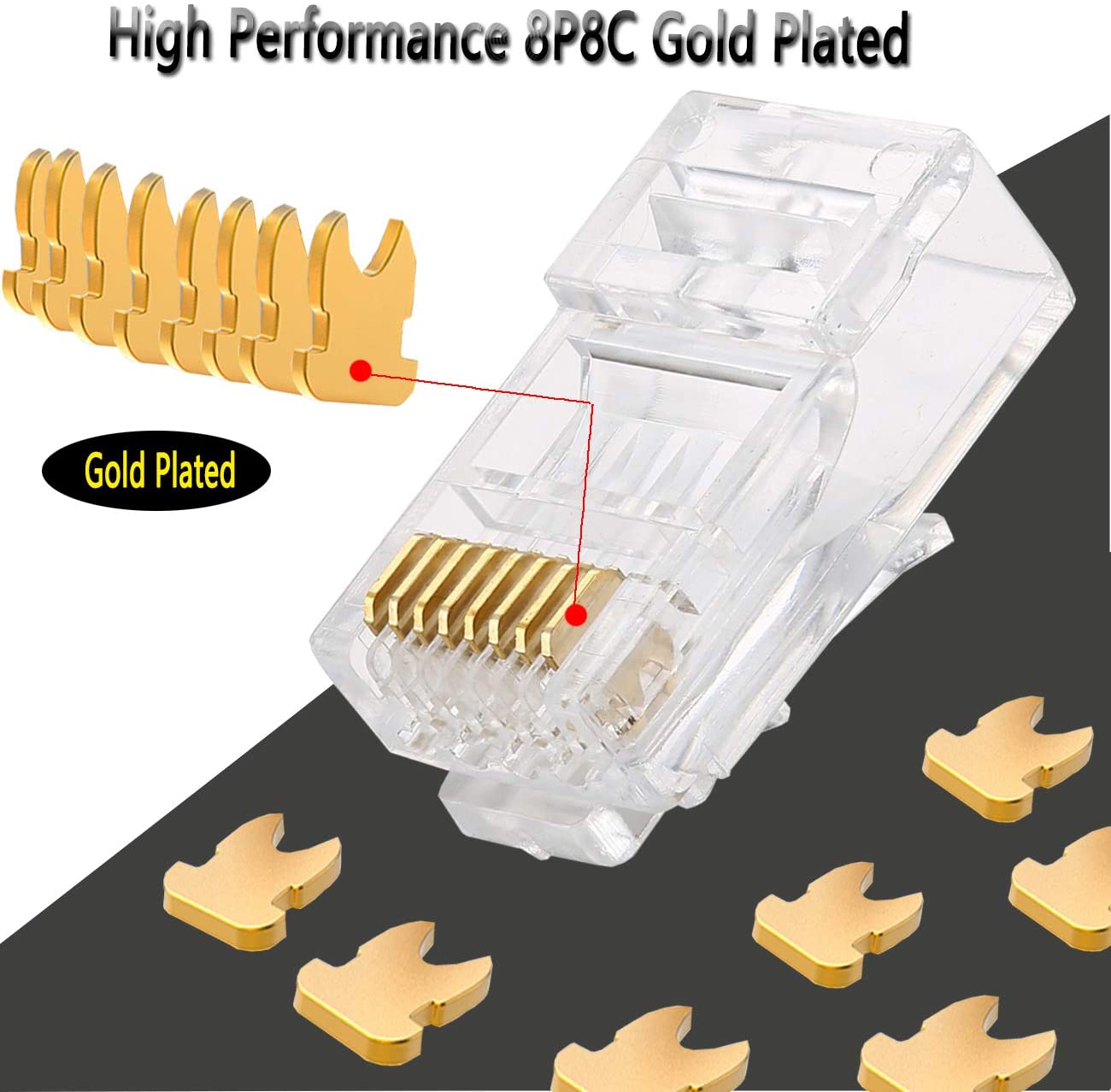 AASHZY RJ45 Shielded RJ45 1.2MM Pass Through Network Cable Connector End CAT6 /6a