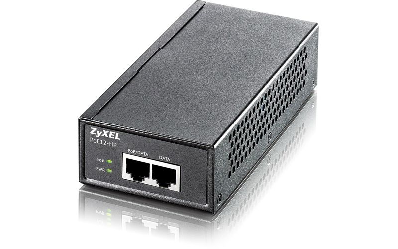 ZyXEL PoE-12HP Power over Ethernet Injector - 240 V AC Input - 1 10/100/1000Base-T Input Port(s) - 1 10/100/1000Base-T Output Port(s) - 30 W