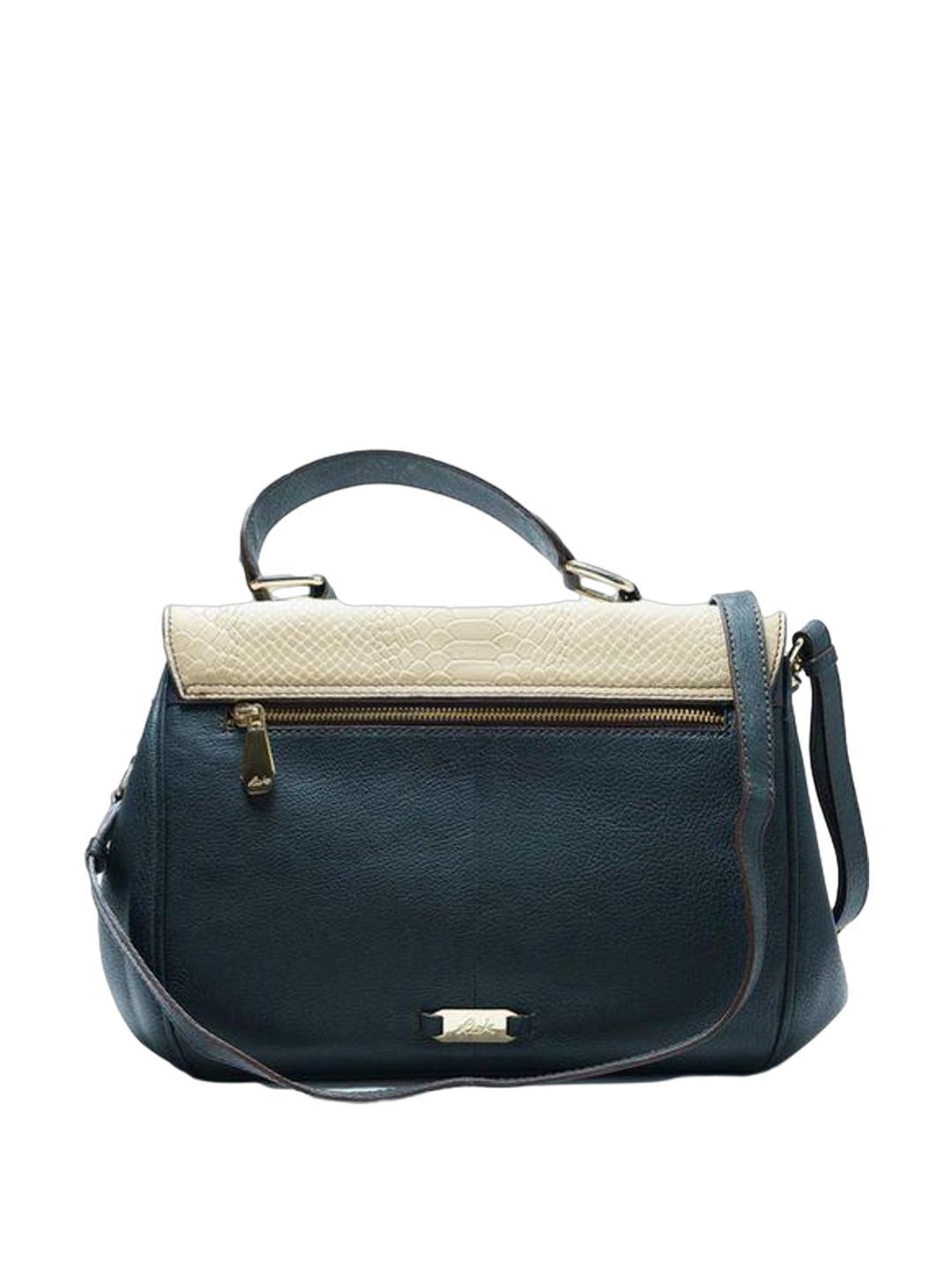 RI2K London Black & Beige Textured Medium Handbag