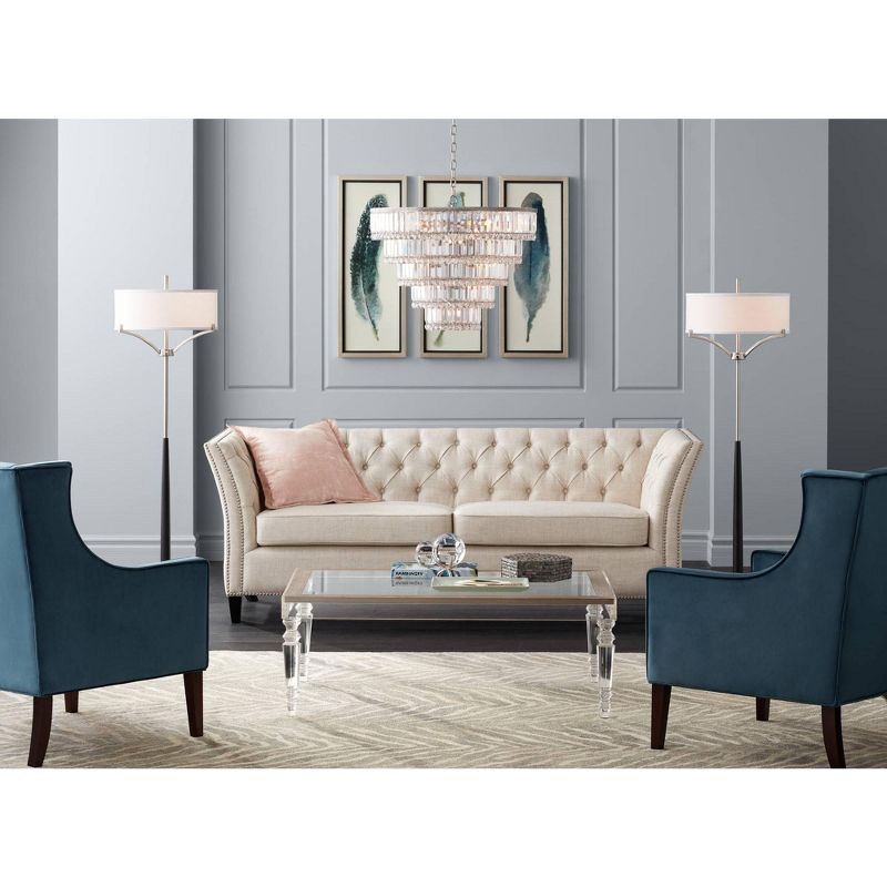 Vienna Full Spectrum Satin Nickel Chandelier 24 1/2" Wide Faceted Crystal Glass for Dining Room House Foyer Kitchen Bedroom