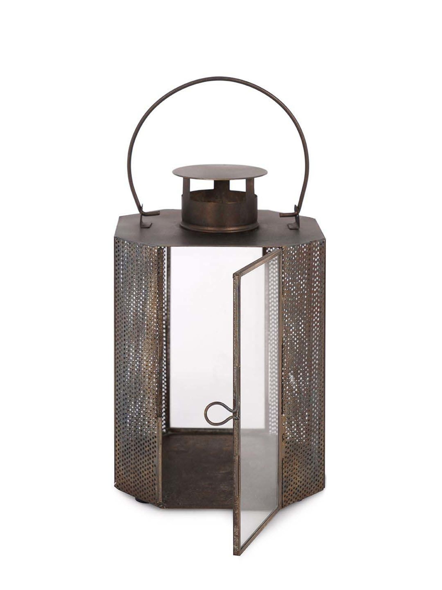 Pure Home and Living Brown Iron Antique Finish Lantern