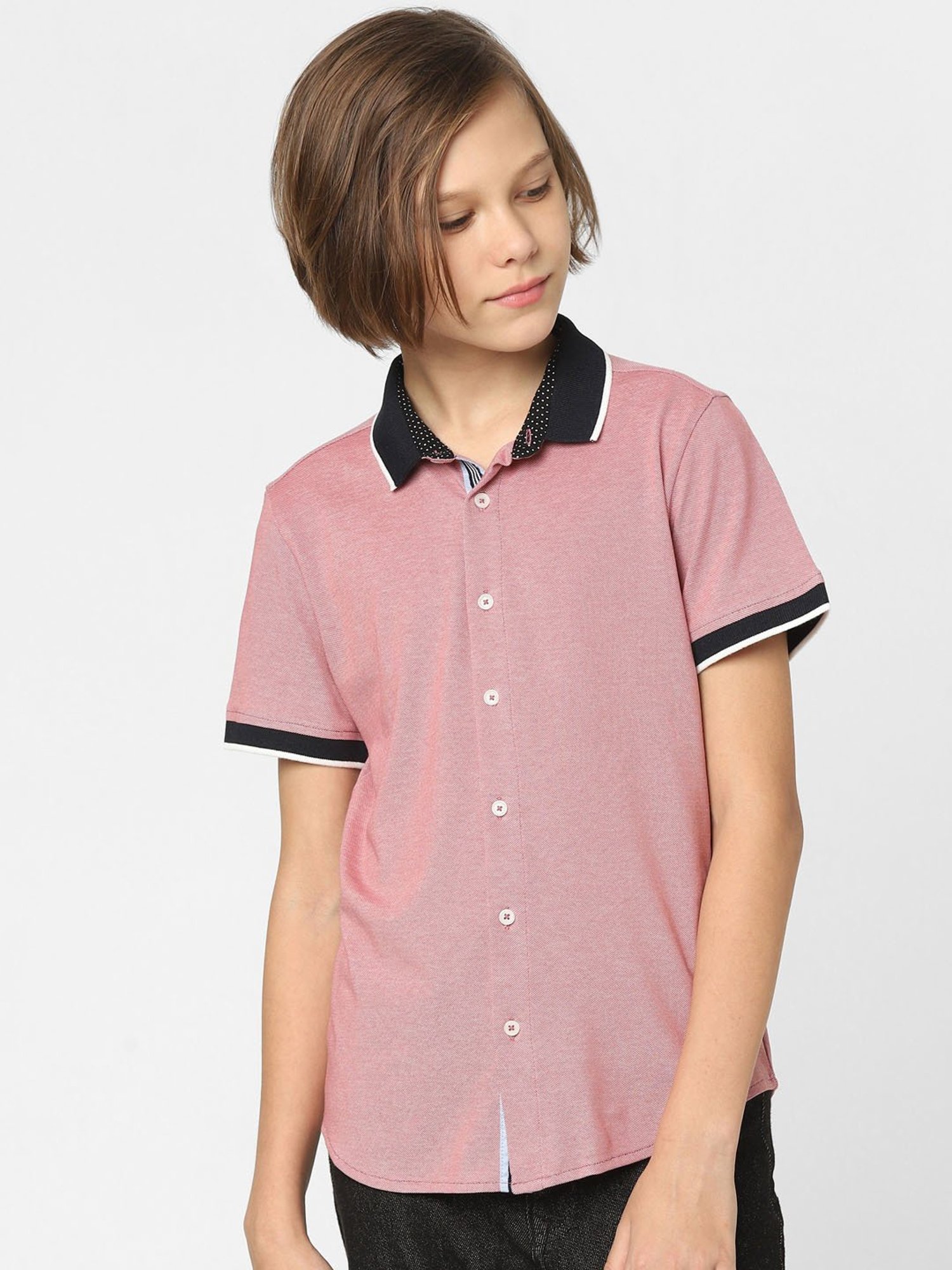 Jack & Jones Junior Boys Pink Solid Shirt