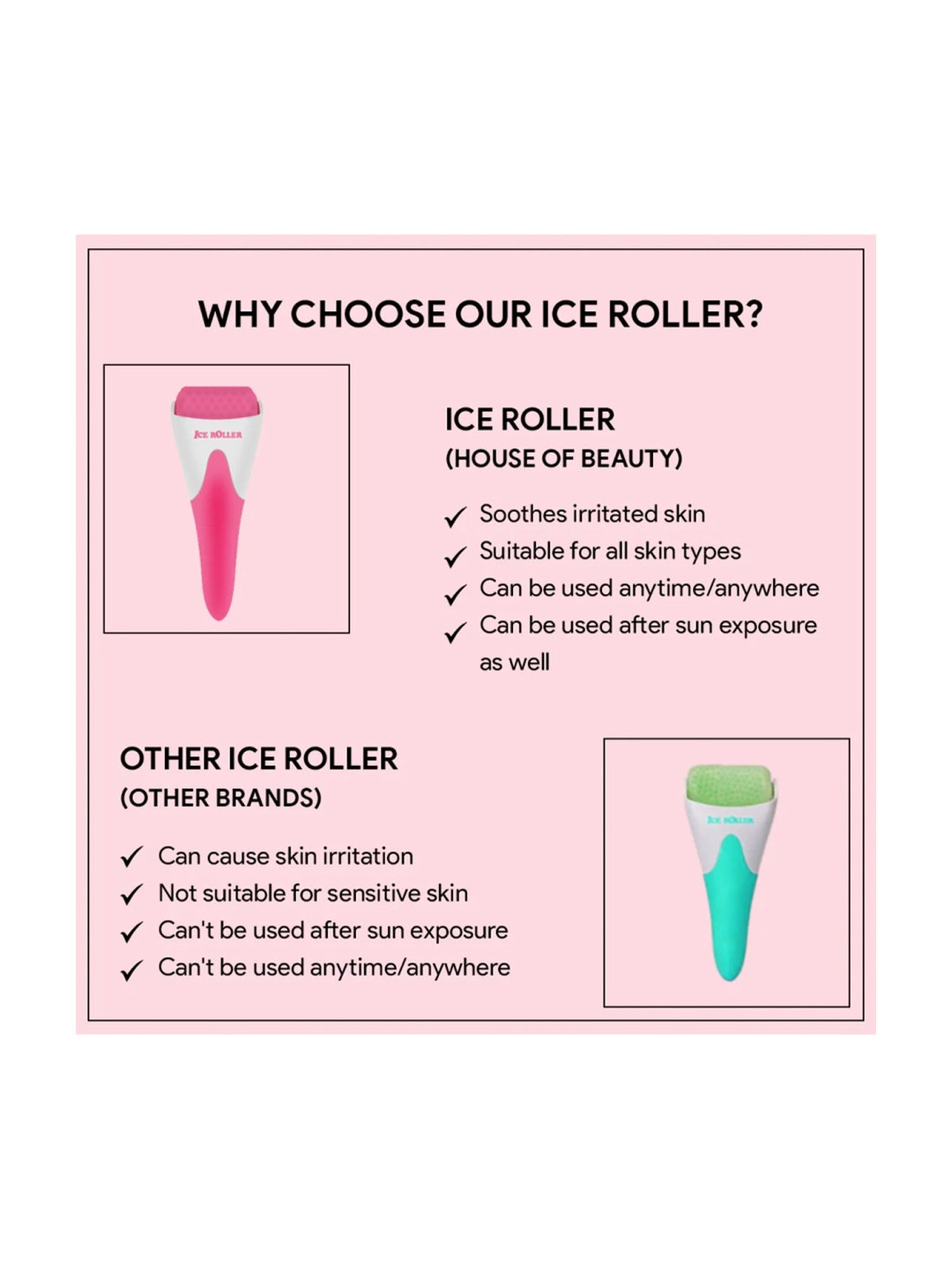 House of Beauty Pink Ice Roller - 187 gm