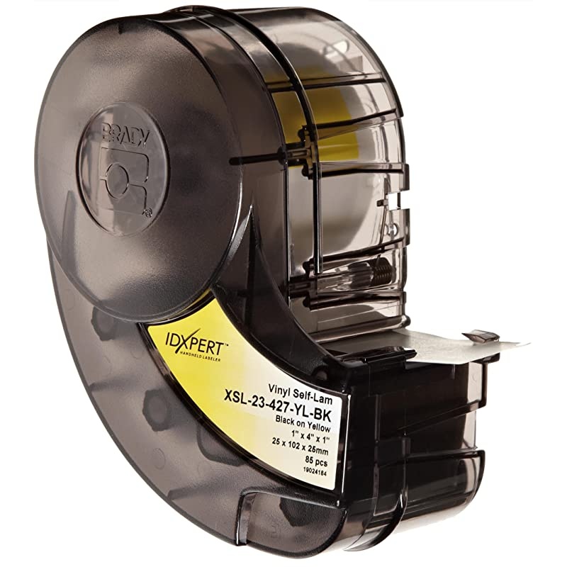 XSL23427YLBK IDXPERT 4 Height 1 Width B427 SelfLaminating Vinyl Black On YellowTranslucent Color Label 85 Per Cartridge