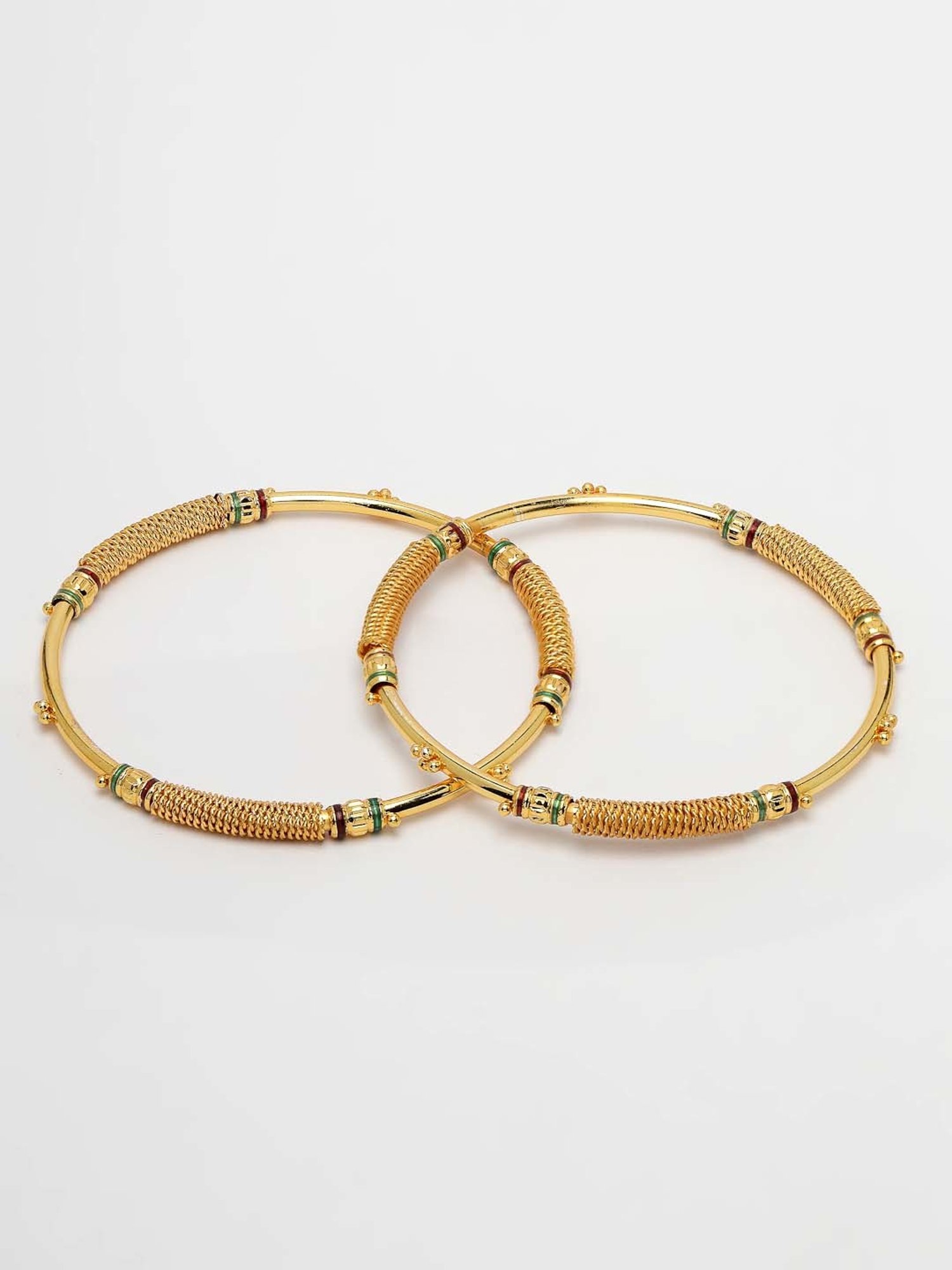 NVR Gold-Plated Handcrafted Traditional Bangles for Women - Set of 2