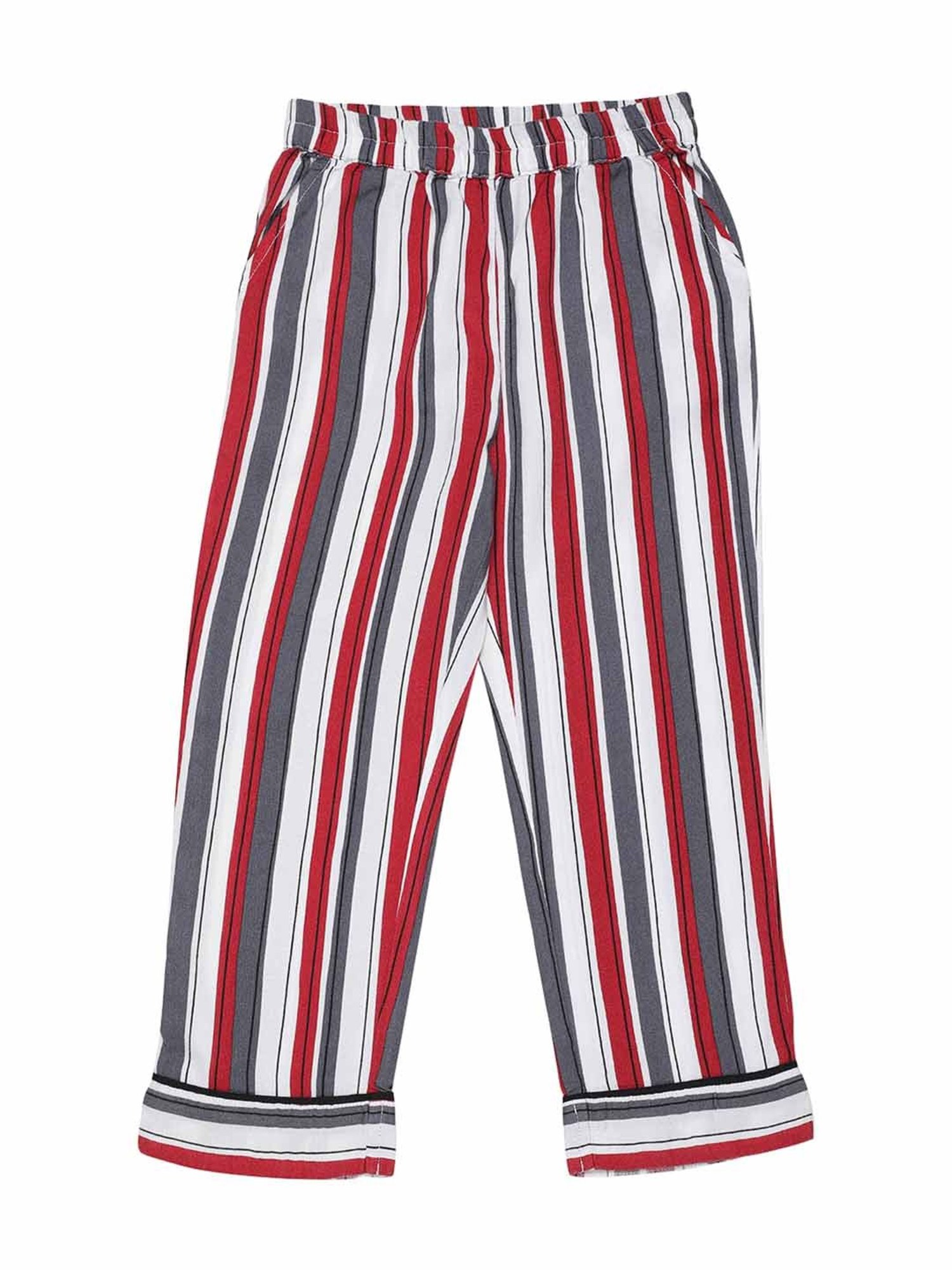 Mystere Paris Kids Maroon & Grey Striped Shirt & Pyjamas