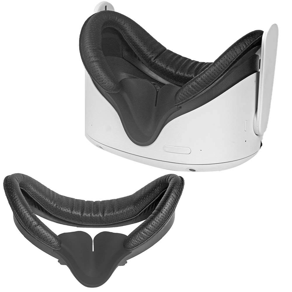 VR Facial Interface Bracket & PU Leather Foam Face Cover Pad Replacement & Protective Lens Cover & Anti-Leakage Nose Pad Custom Set for Oculus Quest 2