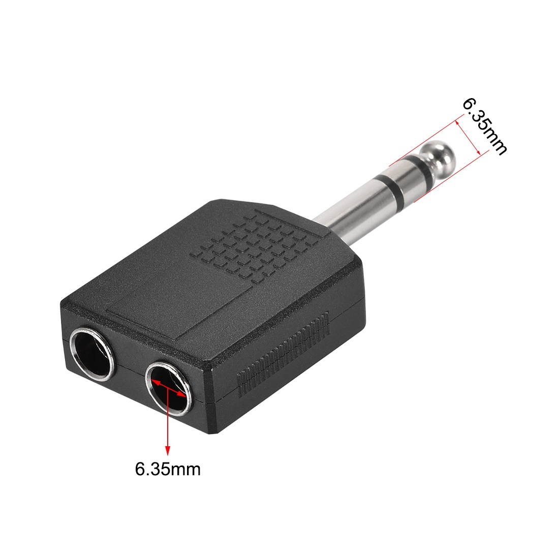 6.35mm Male to Dual 6.35mm Female Connector Splitter Adapter Coupler for Stereo Audio Video AV TV Cable Convert 8pcs