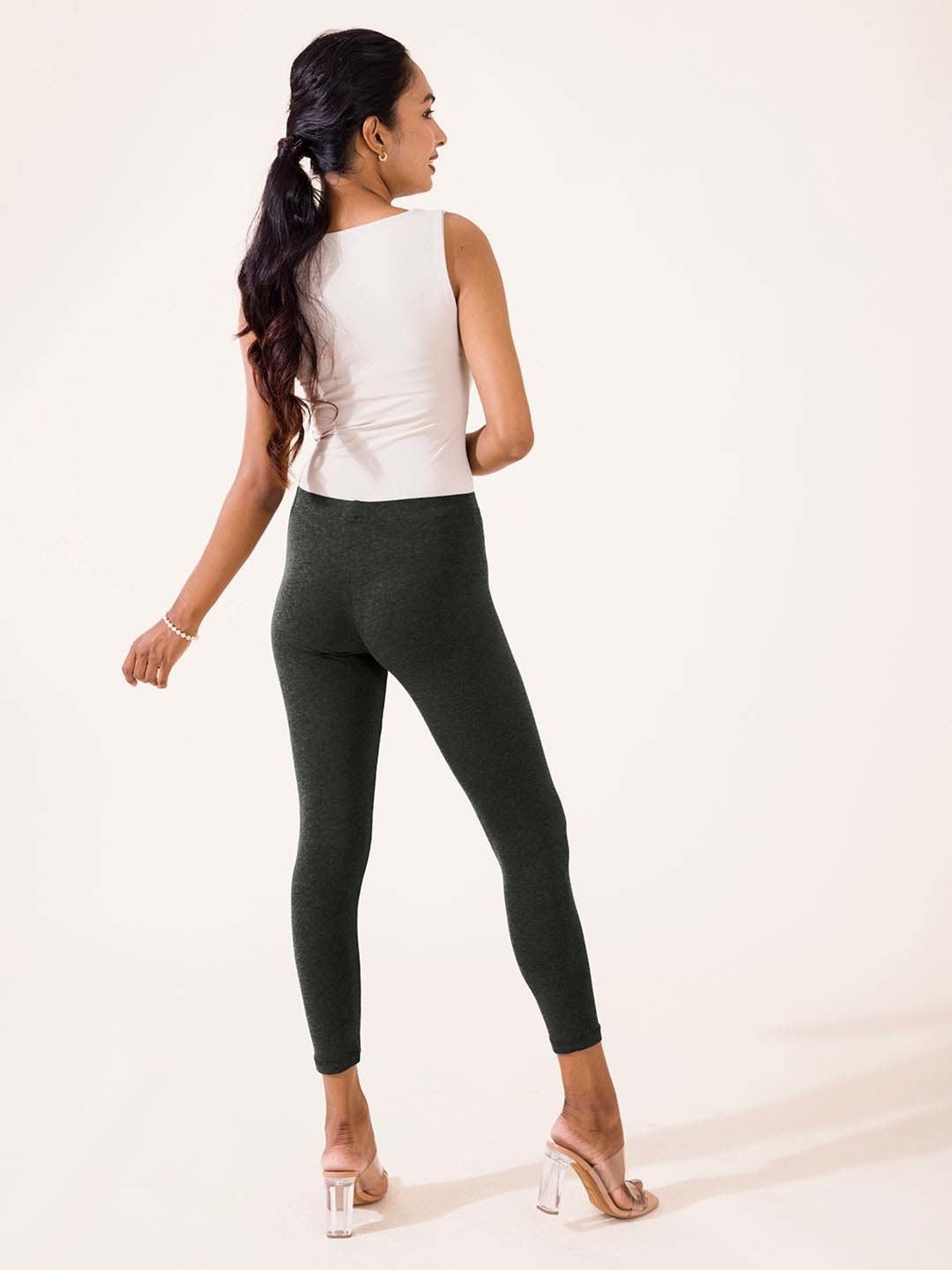 Go Colors! Grey Cotton Crop Leggings
