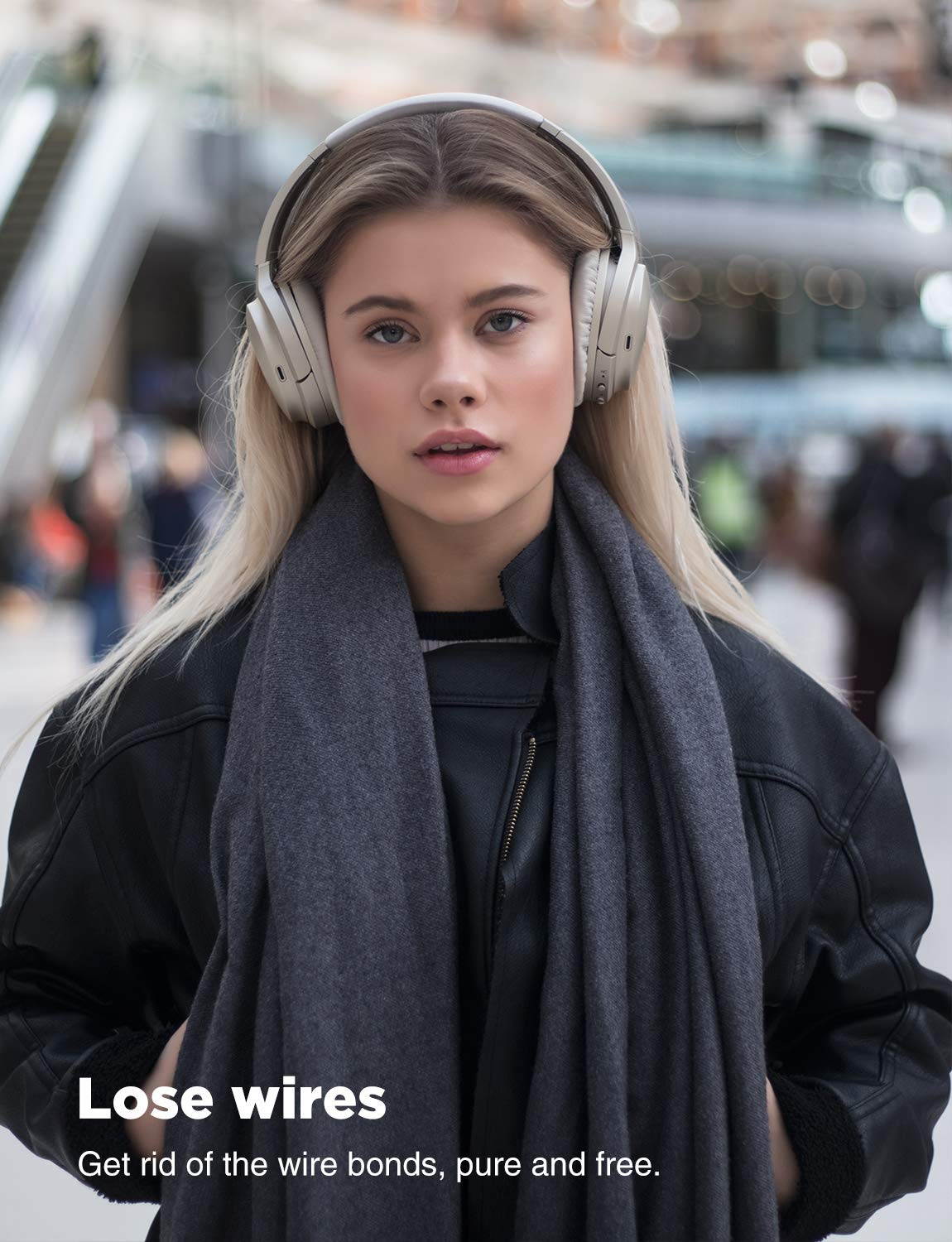 COWIN SE7 Active Noise Cancelling Headphones Bluetooth Headphones Wireless Headphones Over Ear with Mic/Aptx, Comfortable Protein Earpads 30H Playtime, Foldable Headphones for Travel/Work - Black