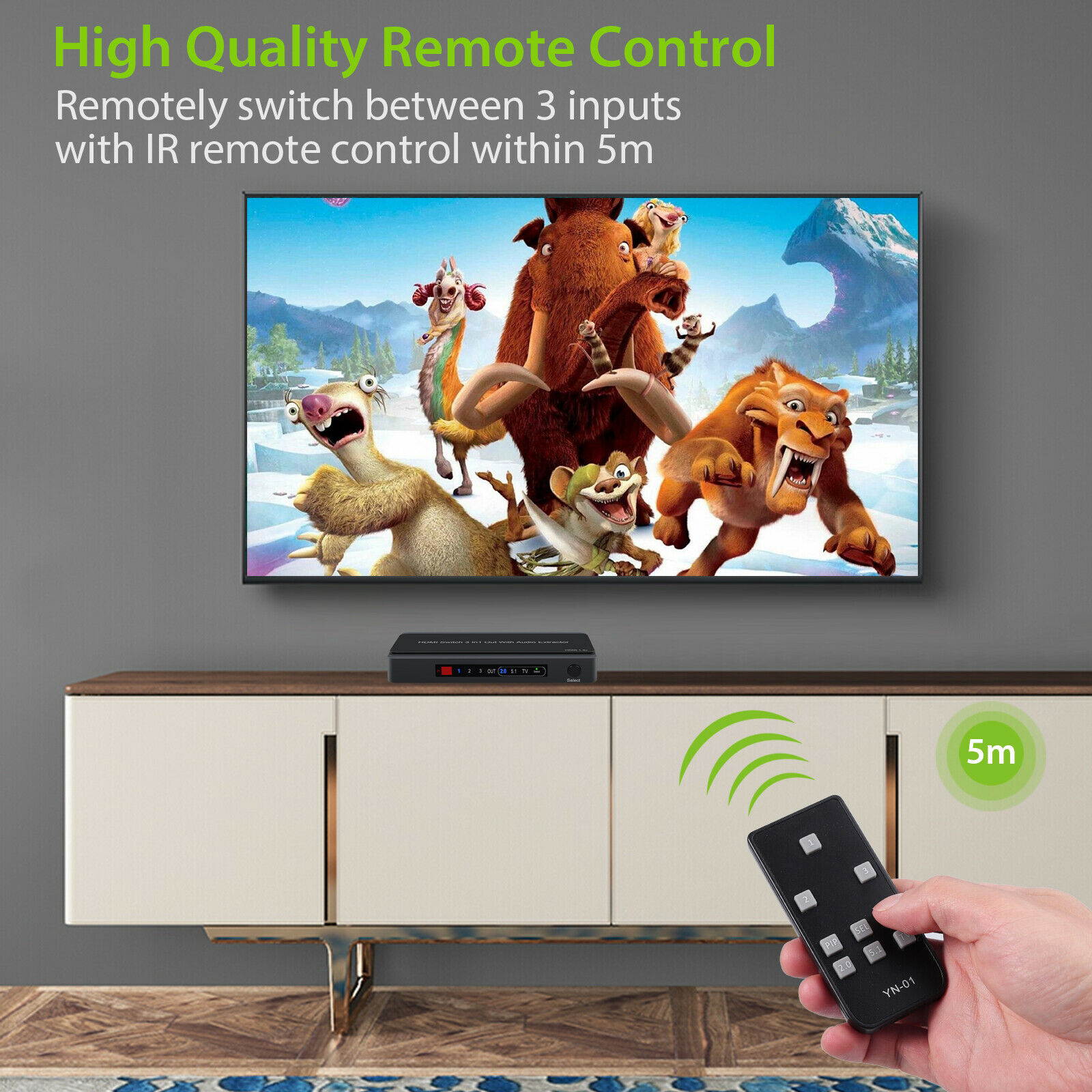 3x1 HDMI Switch Audio Extractor Converter Analog Toslink SPDIF 4K 3D 1080P