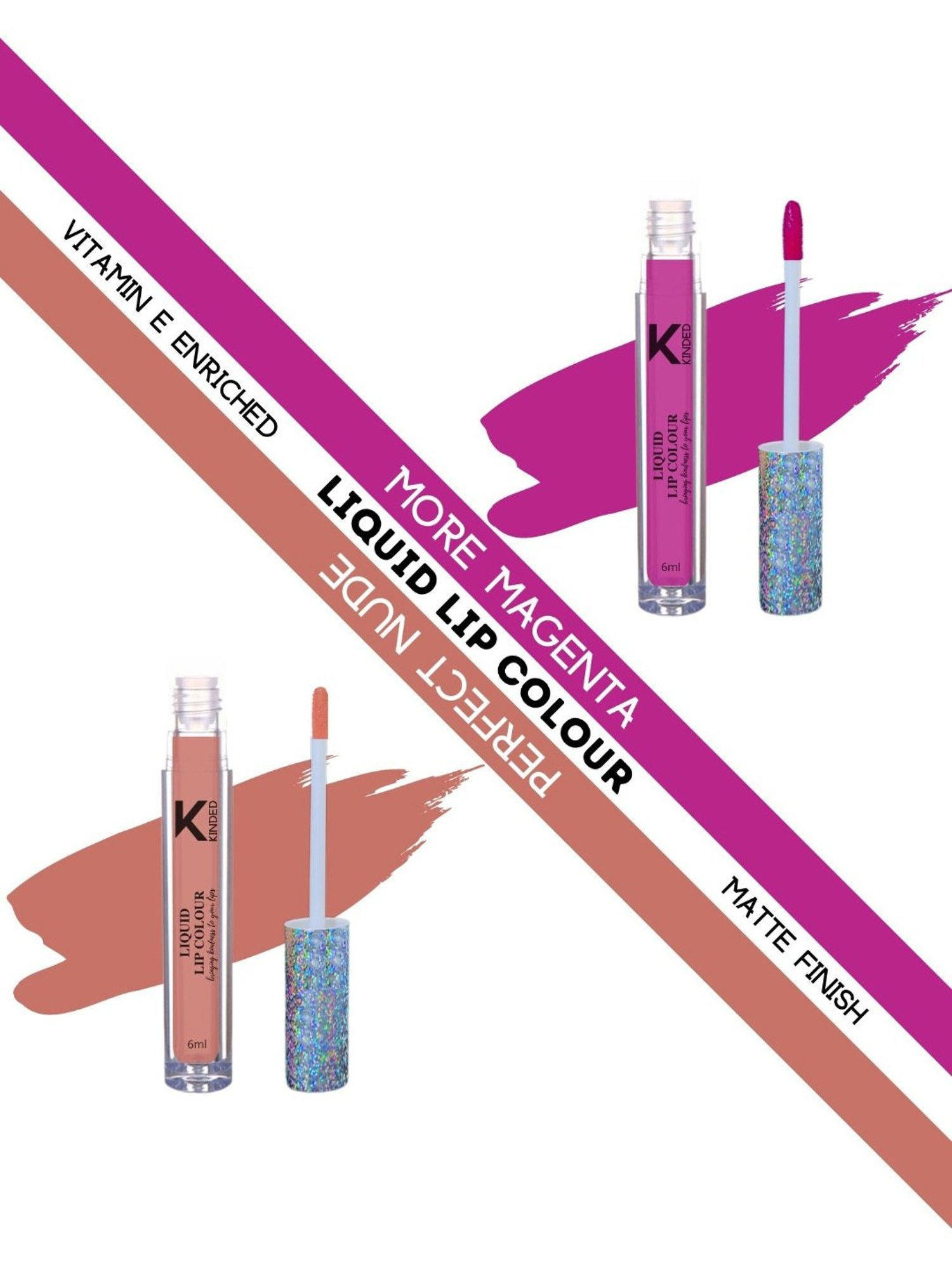 KINDED Liquid Lip Colour 02 More Magenta & 10 Perfect Nude Combo