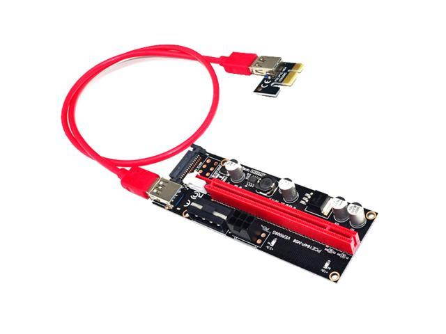 Mining Dedicated Graphics Card Extension Cable Adapter with SATA Cable X1 to X16 PCIe Riser Cable 60cm USB 3.0 Cable,PCI Express X1 to X16 GPU Mining Card, SATA,6Pin and Molex 3 Power Options-2pcs/Lot