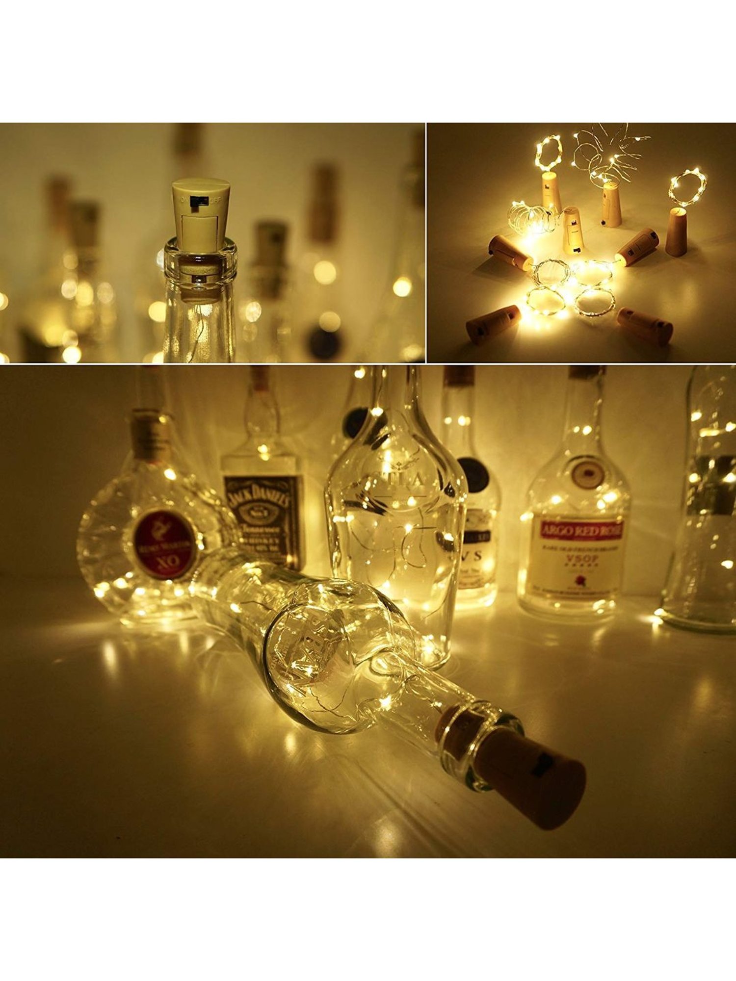 XERGY Bottle Lights with Cork, 10 Pack Battery Operated LED Cork Decoration Lights.