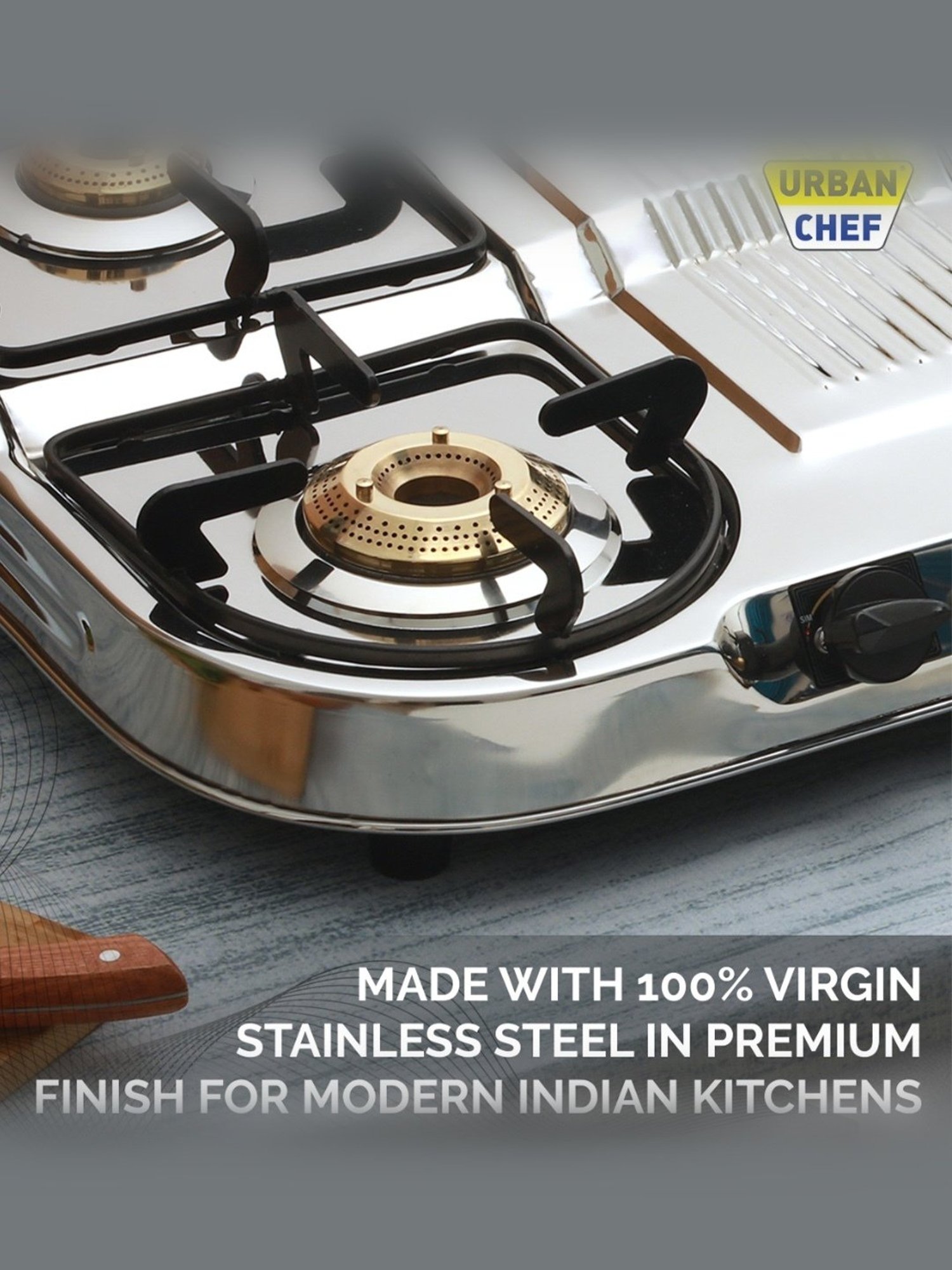 Urban Chef Gas Stove with 4 burners ( Silver/Black )