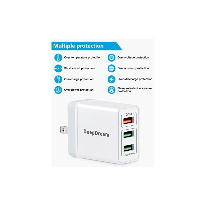 USB Wall Charger 30W Fast USB Wall Plug 2Pack 3Port USB Charger  Charger Block with QC 30 Foldable Plug Adapter for iPhone 11 ProMAXXXSXRXS Max876Plus iPad Samsung and More