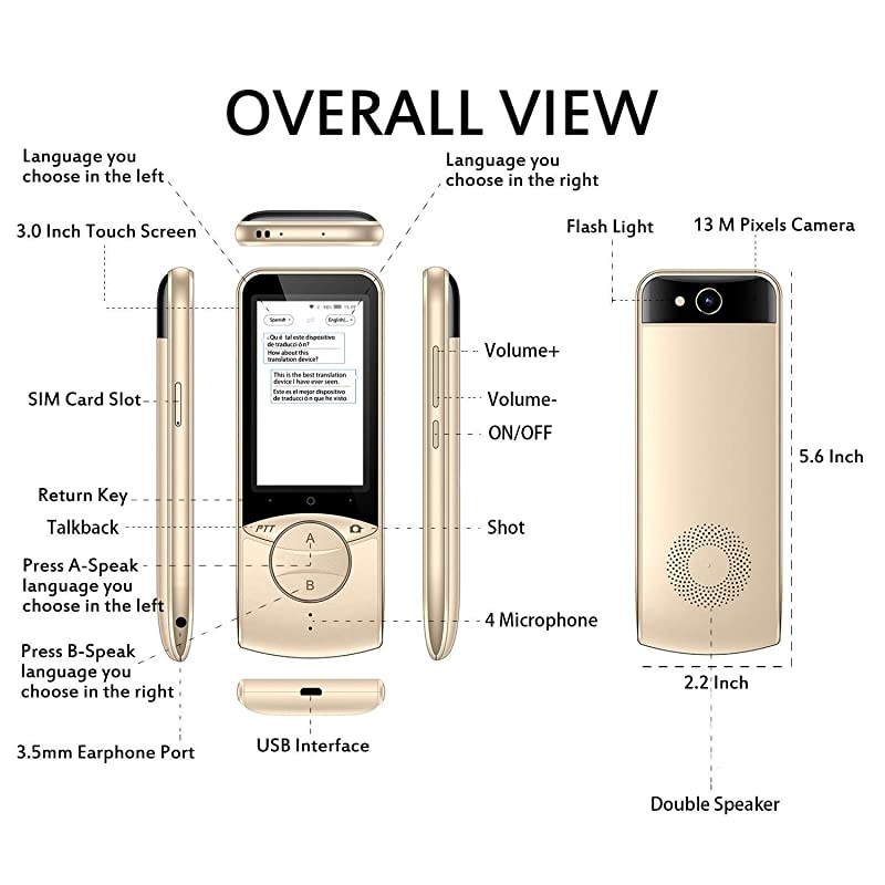 Multiple Languages Translator Portable Smart Two-Way Real Time Multi-Language Voice Translator for Learning Travel Meeting