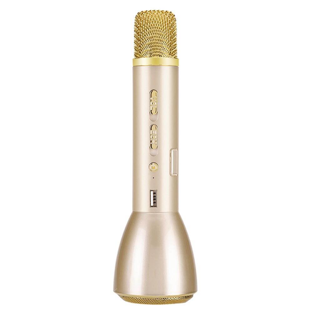 K088 Wireless Condenser Microphone Karaoke Player Recording Singing Microphone Bluetooth Speaker 2600mAh Power Bank for iPhone iPad Android Smart Phone PC Gold