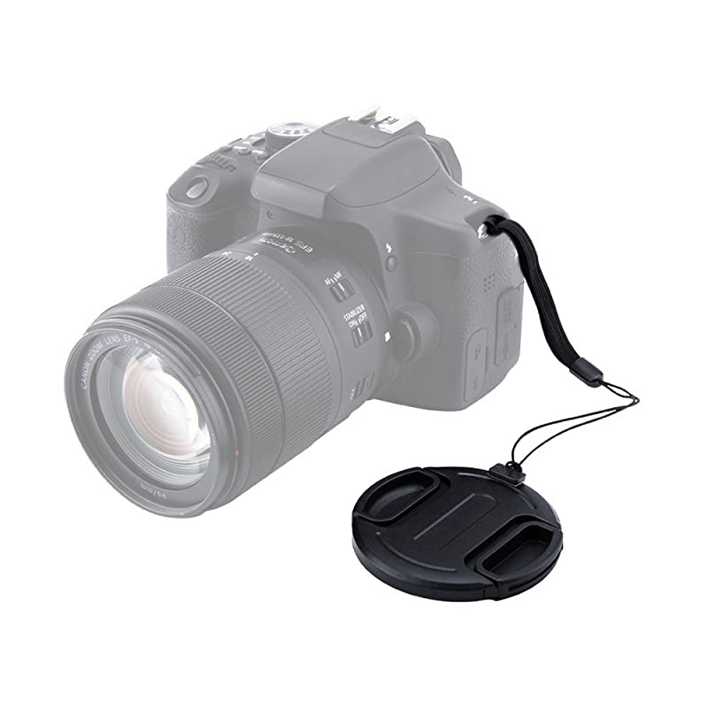 49mm Center Snap-on Lens Cap  Camera Front Lens Cover for Canon Nikon Fujifilm Sony Olympus Panasonic any Lens with 49mm Filter Thread Springs Replaces Original Cap with Free Lens Cap Keeper -2pack