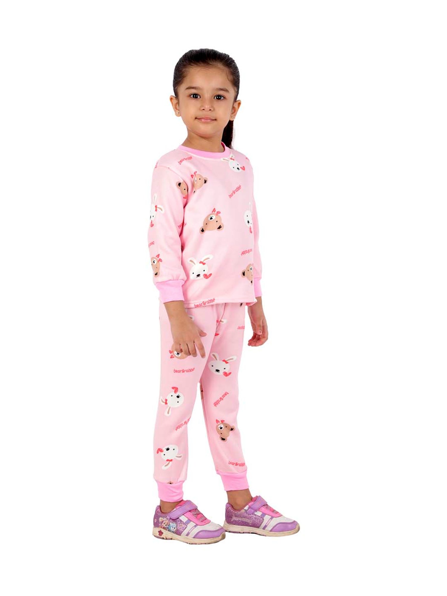 Ahhaaaa Kids Pink Printed Sweatshirt with Joggers