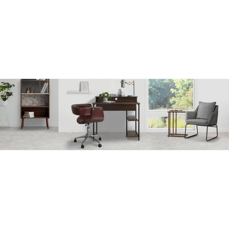Faux Leather Swivel Home Office Chair with Adjustable Seat Height Brown - Versanora