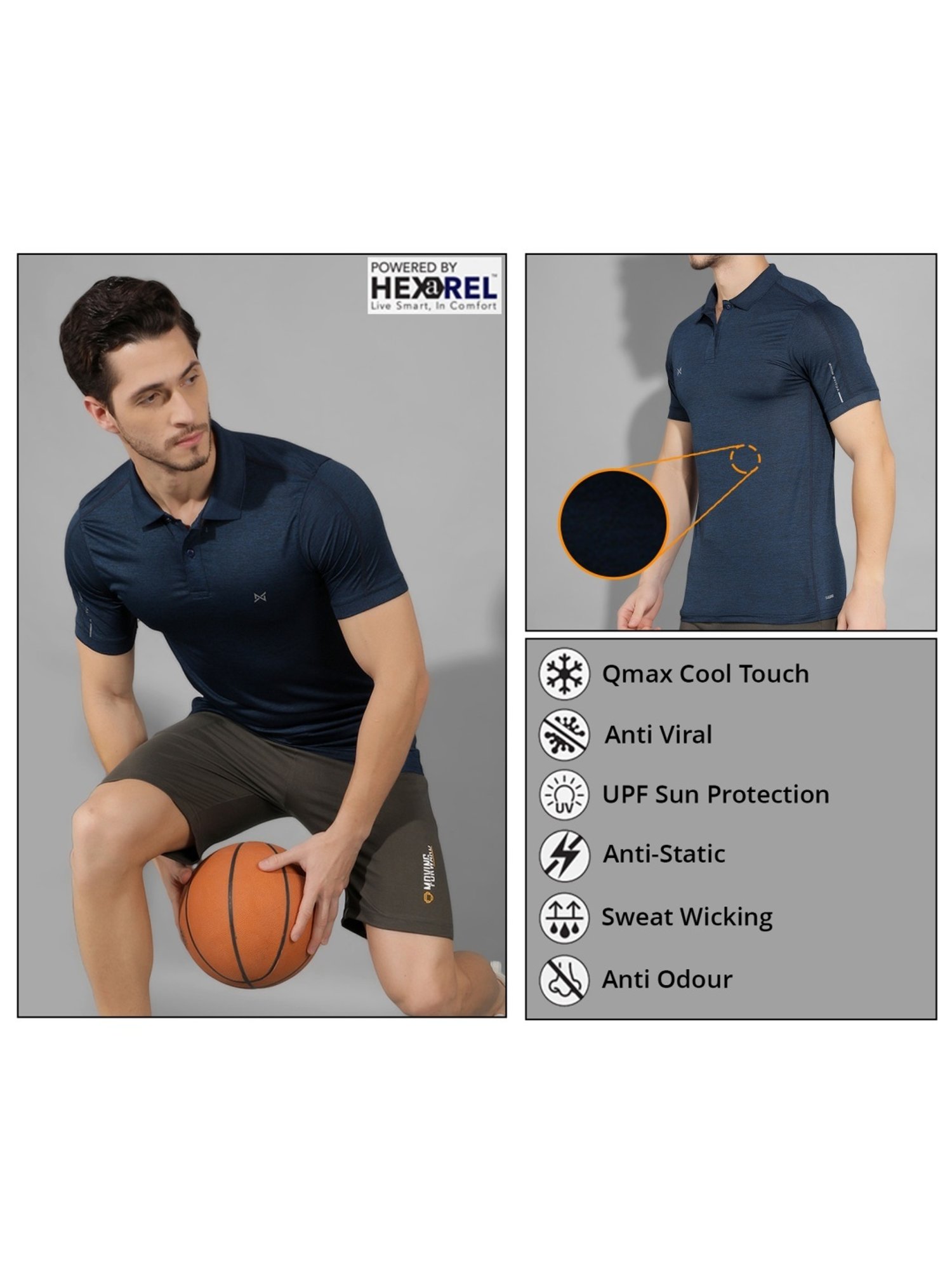 Force NXT Navy & Grey Regular Fit Sports Polo - Pack Of 2