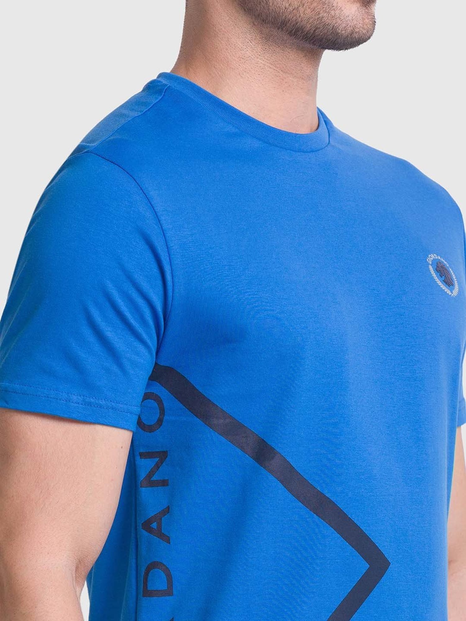 Giordano Blue Slim Fit Printed Crew T-Shirt