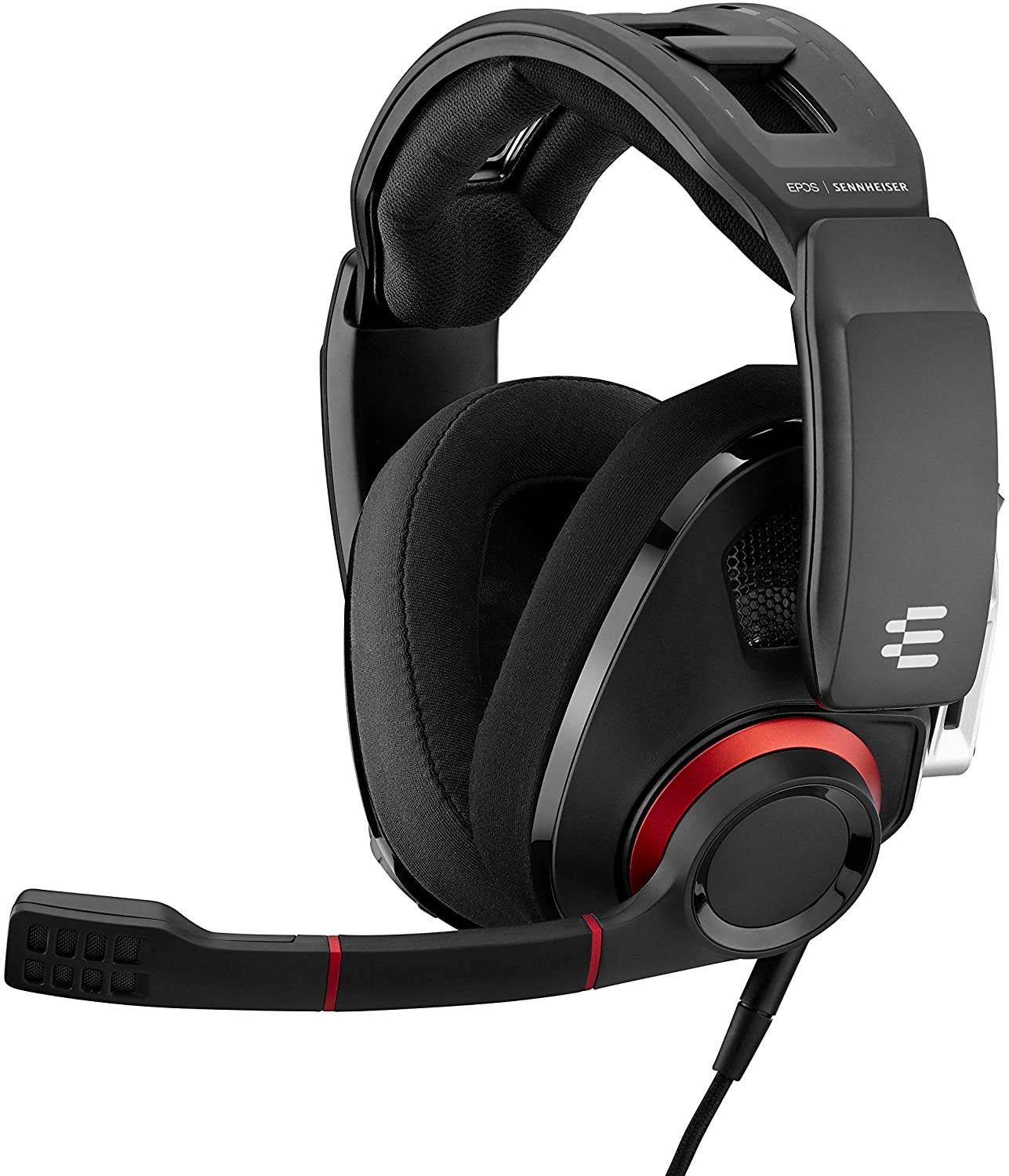 EPOS I SENNHEISER GSP 500 Wired Open Acoustic Gaming Headset, Noise-Cancelling Microphone, Adjustable Headband with Customizable Contact Pressure, Volume Control, PC + Mac + Xbox + PS4, Pro &ndash;Black/Red