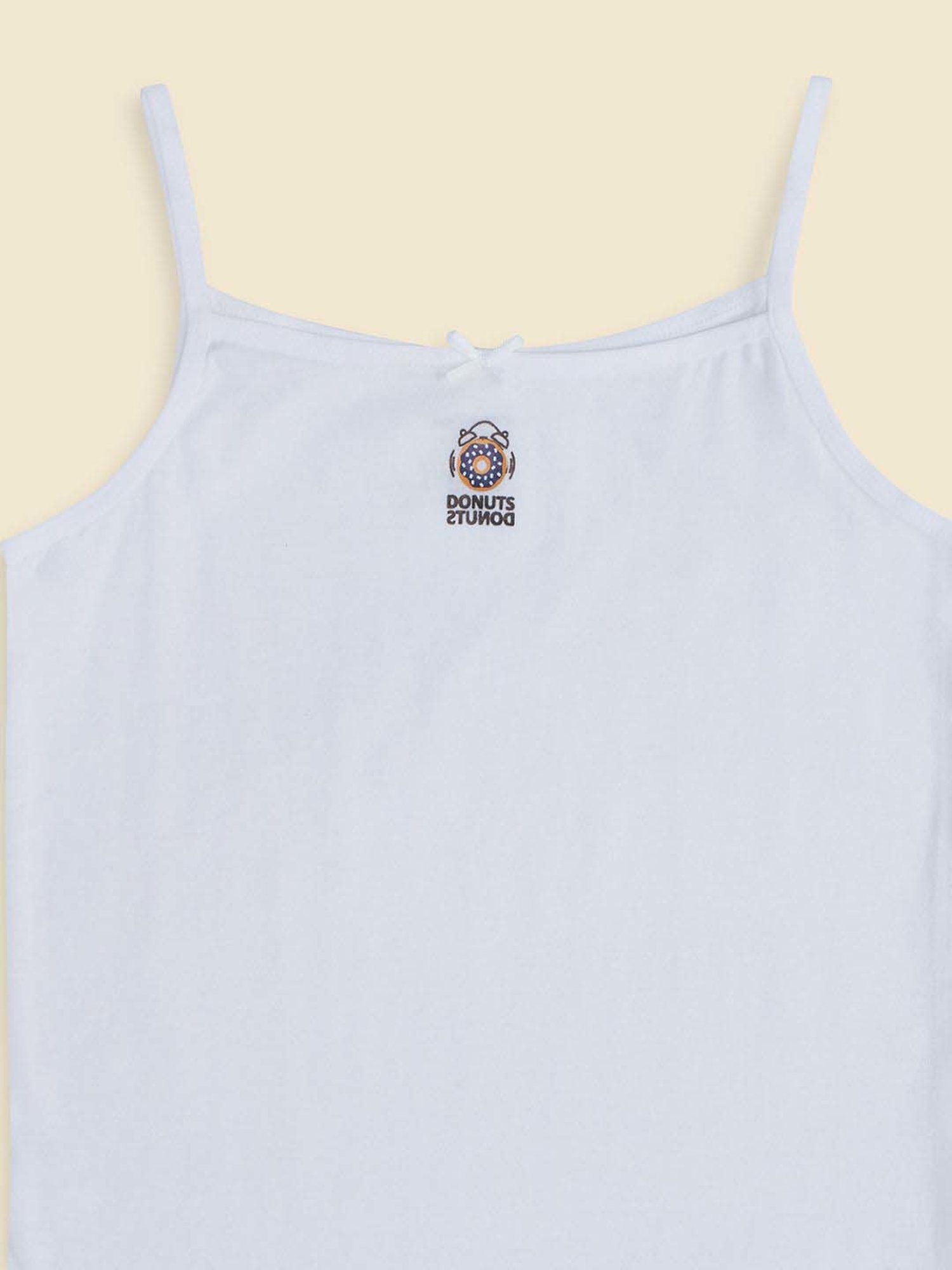 Pantaloons Junior White & Blue Cotton Printed Camisole