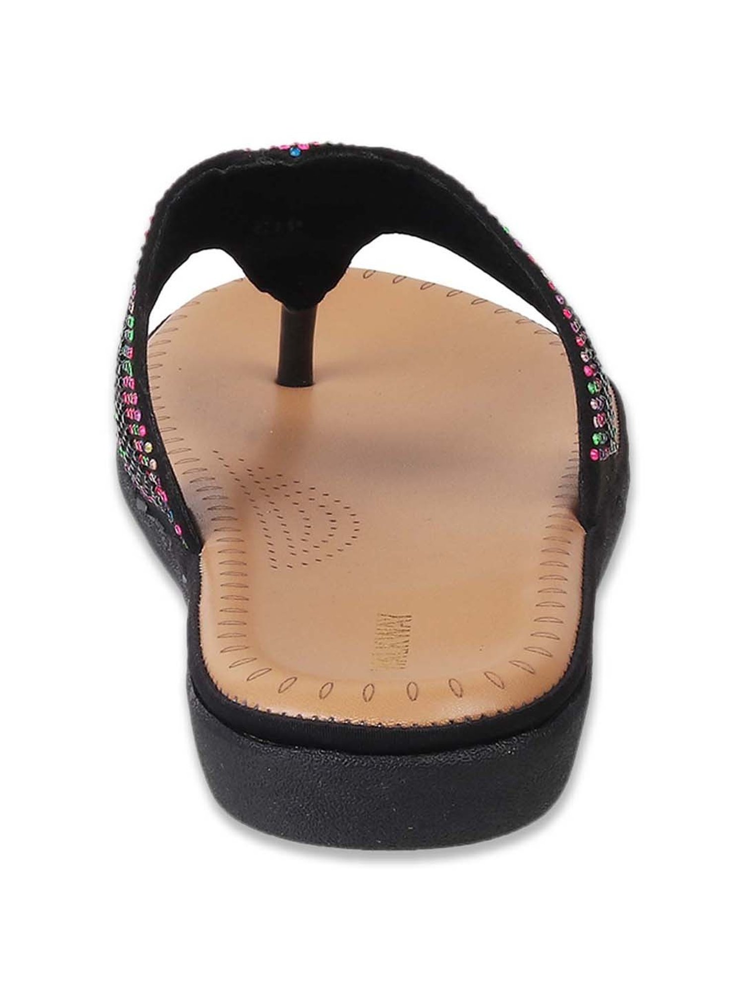 Walkway Women's Black T-Strap Sandals