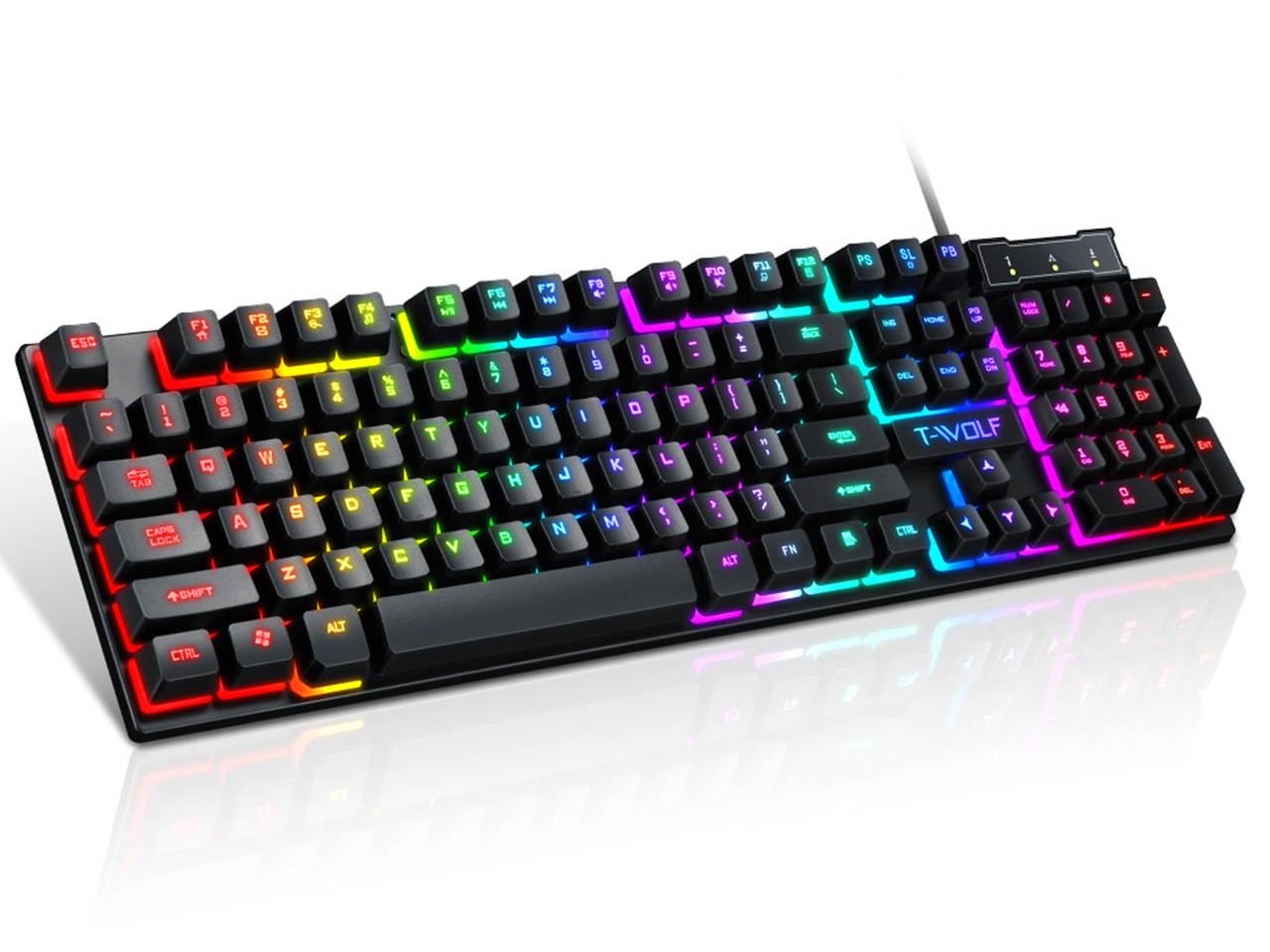 AOSTIRMOTOR Gaming Keyboard,USB Wired LED Backlight Anti-ghosting RGB Keyboard, 104 keys ,Water Resistant,for Windows PC Laptop game